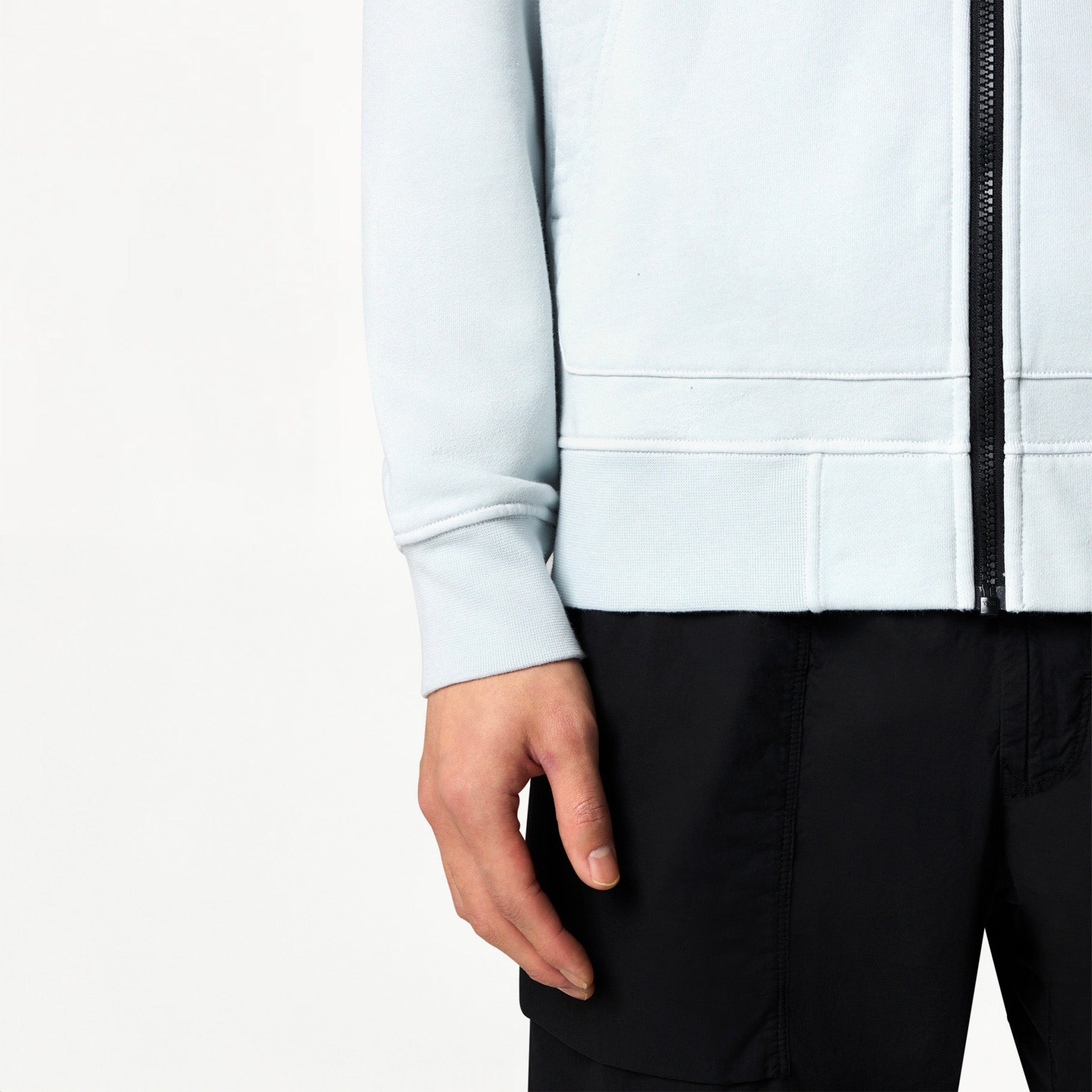 Sweat-shirt Zippé Stone Island Organic Cotton Fleece 6100042 Sky Blue