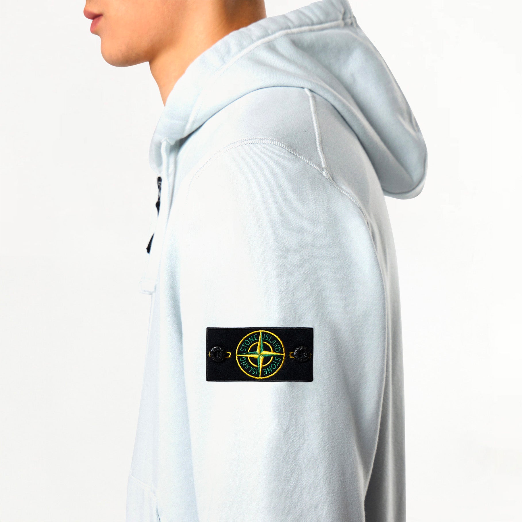 Sweat-shirt Zippé Stone Island Organic Cotton Fleece 6100042 Sky Blue