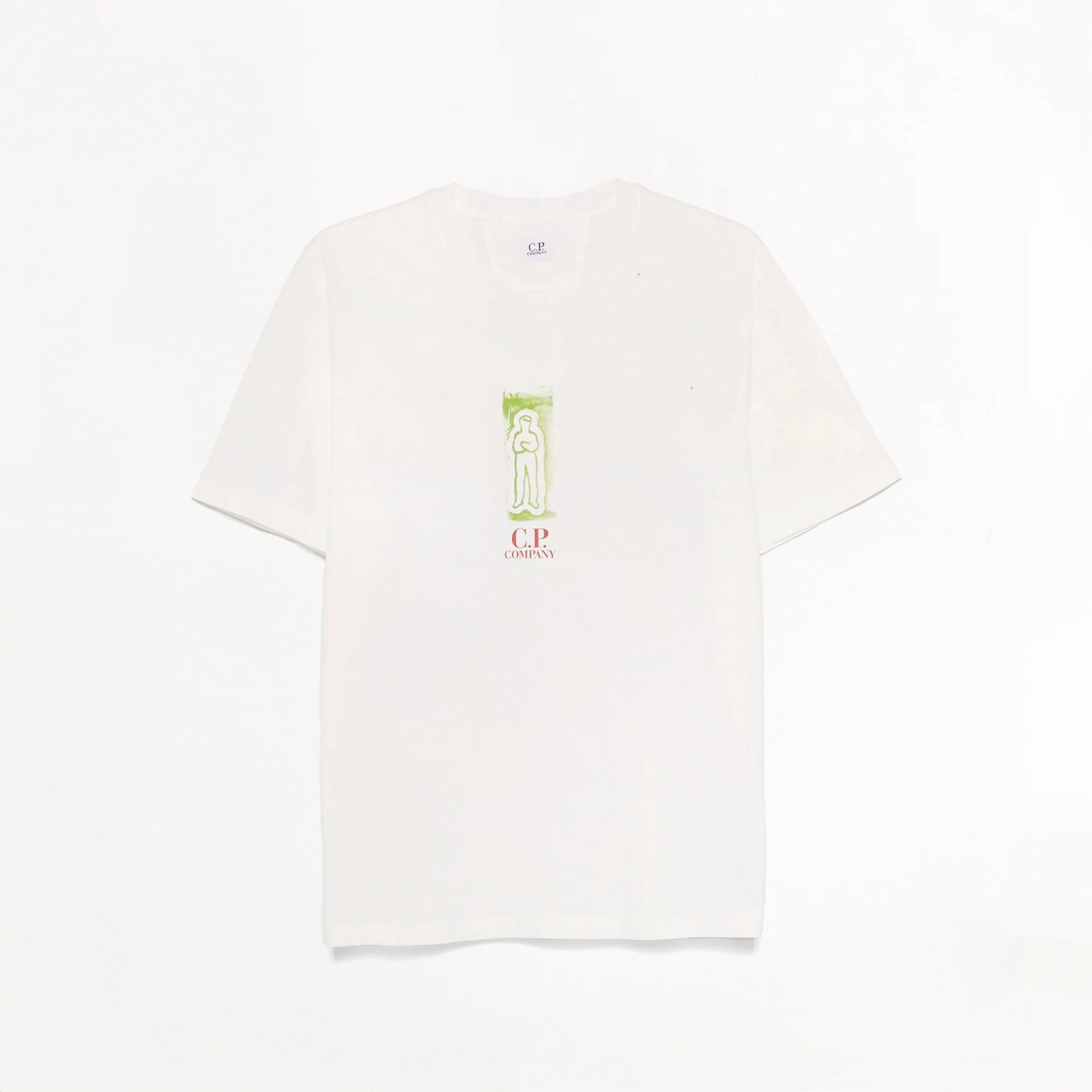 T-shirt C.P Company 24/1 Jersey Front and Back Logo Blanc Cassé