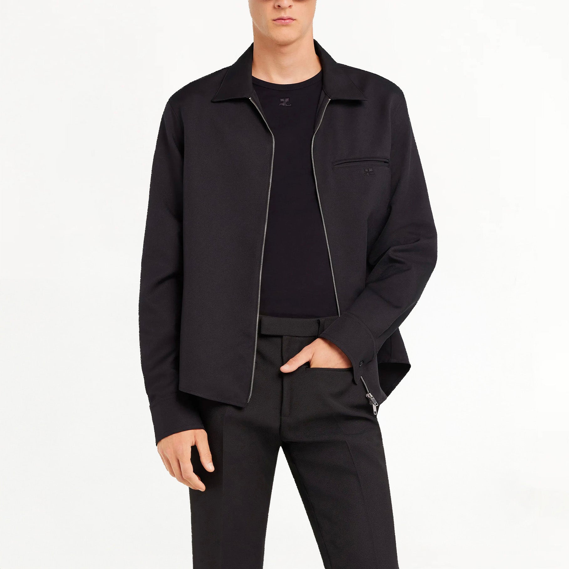Chemise Homme Courrèges Zippée Twill Noir