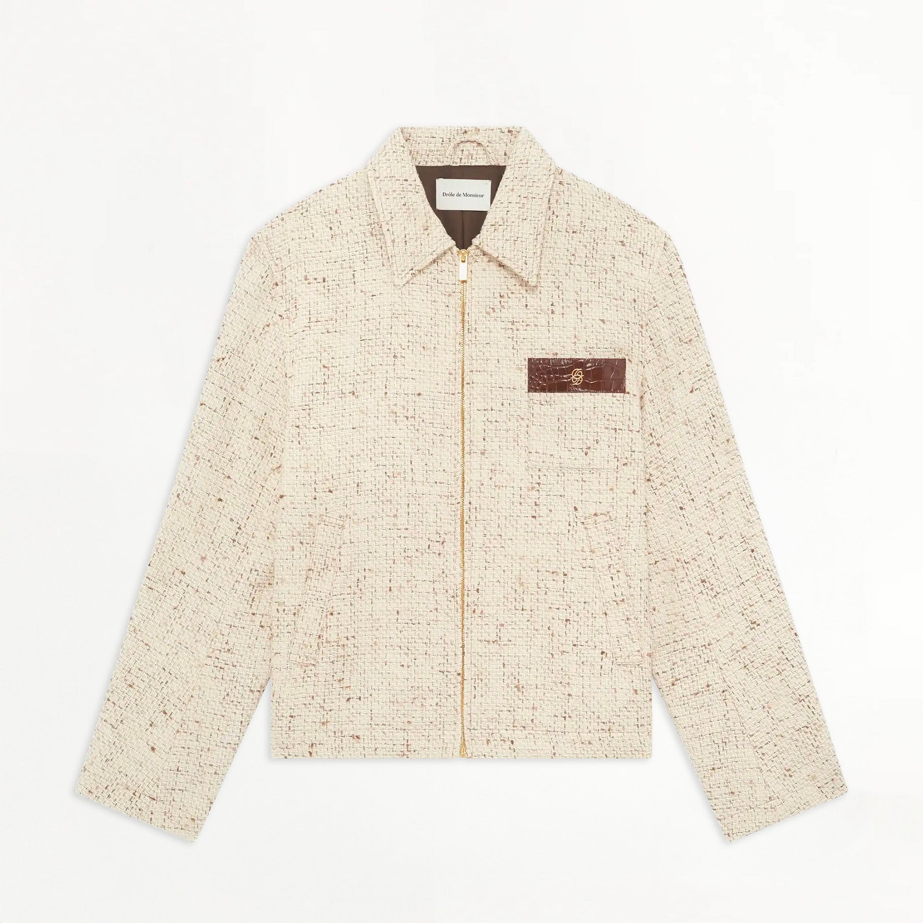 Veste Homme Drôle de Monsieur Blouson Droit Tweed Écru