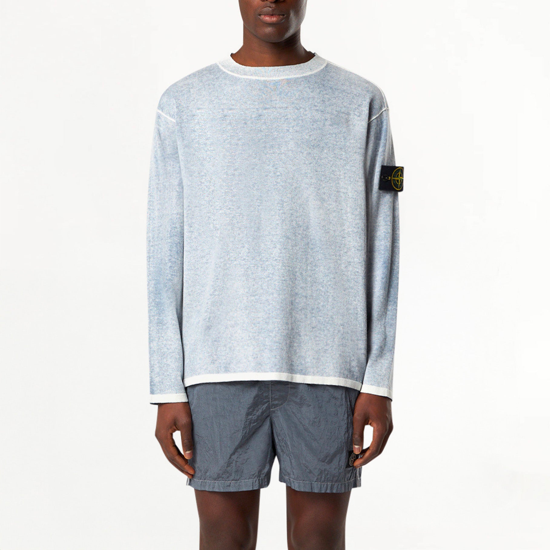 Pull Stone Island Raw Hand Light Organic Cotton 5100030 Bleu Avio