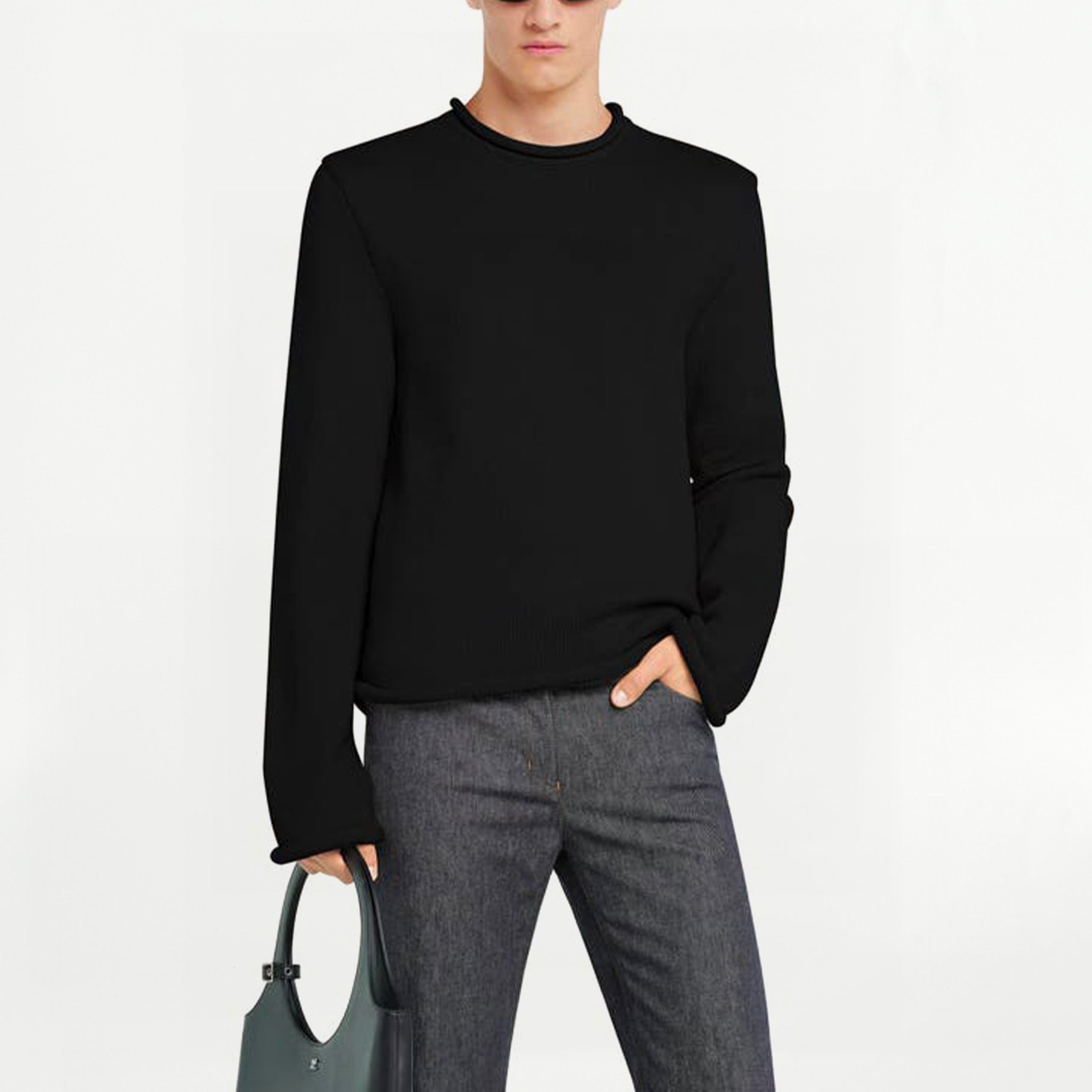 Pull côtelé Courrèges AC Logo Noir