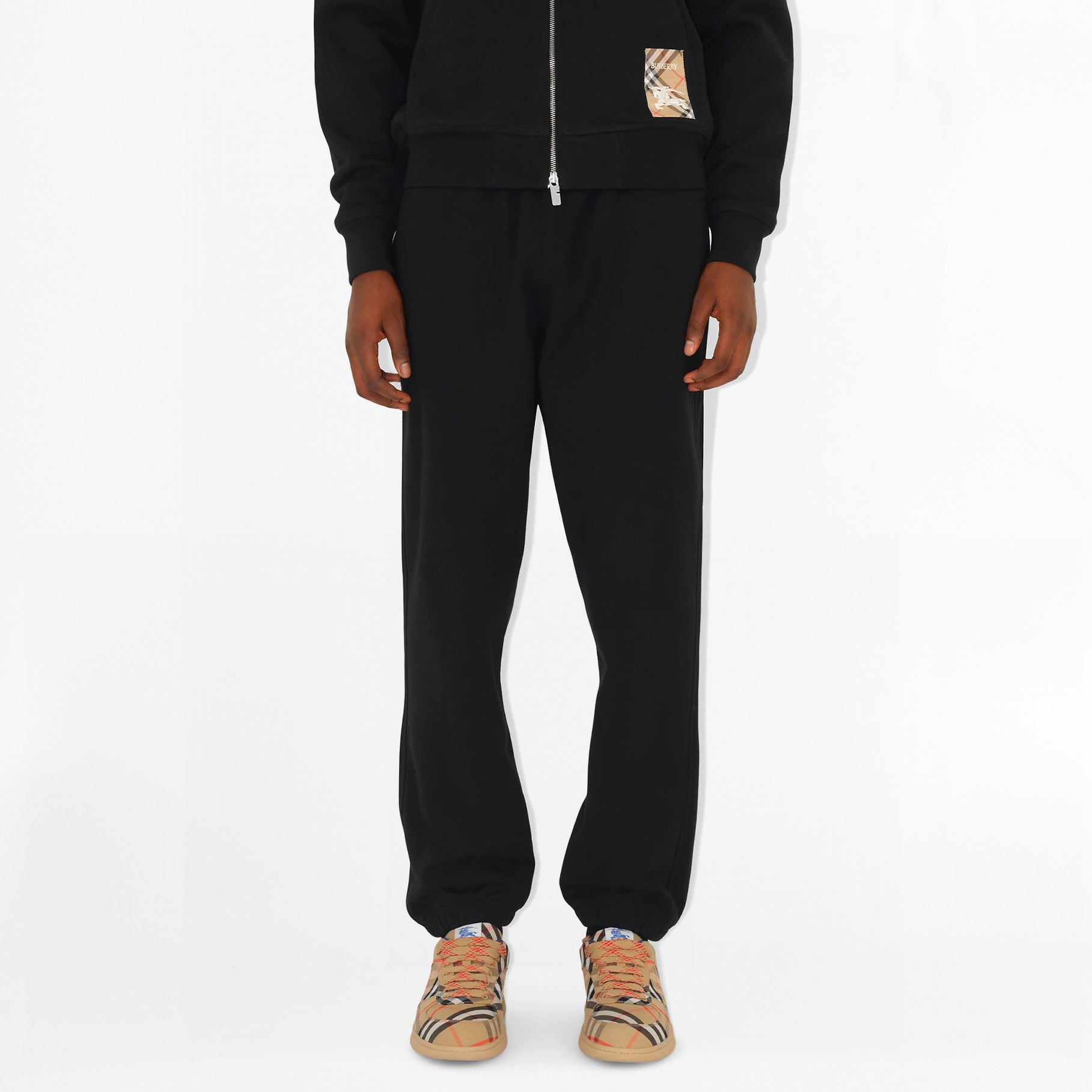 Pantalon de Jogging en Coton Burberry avec Étiquette Check Noir