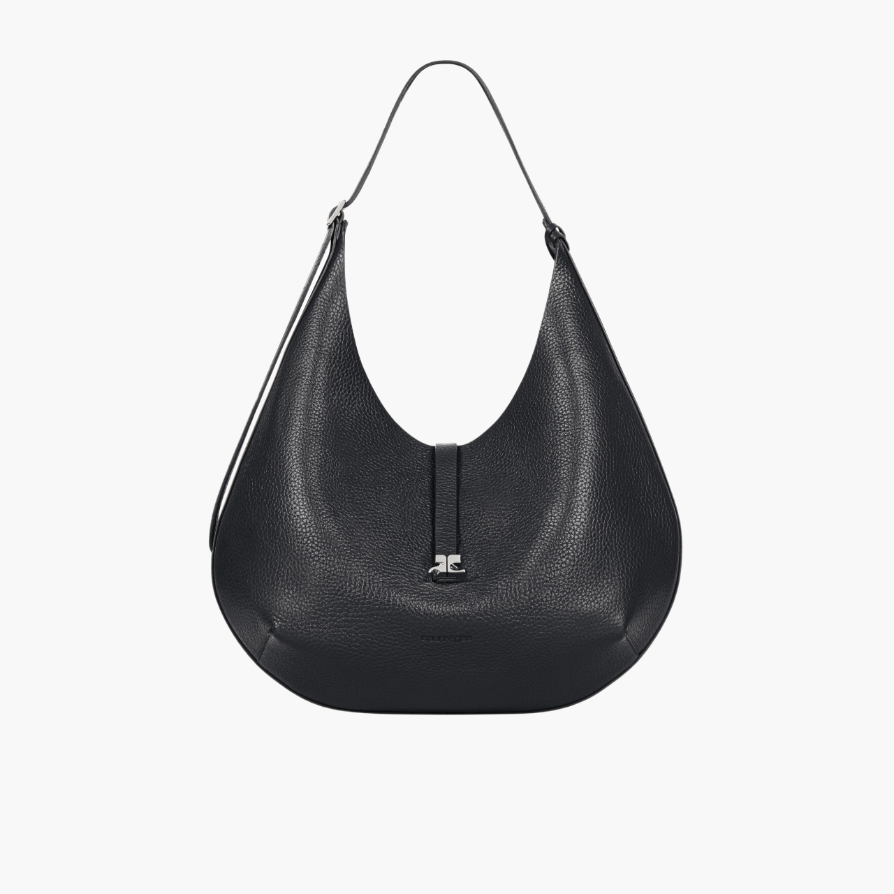 grained leather hobo bag with AC jewel