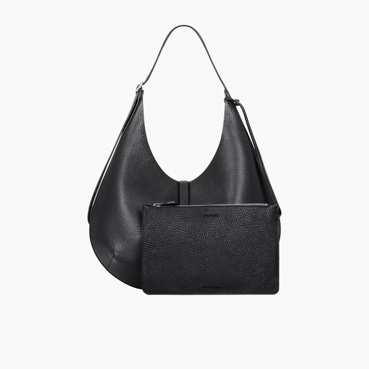 grained leather hobo bag with AC jewel