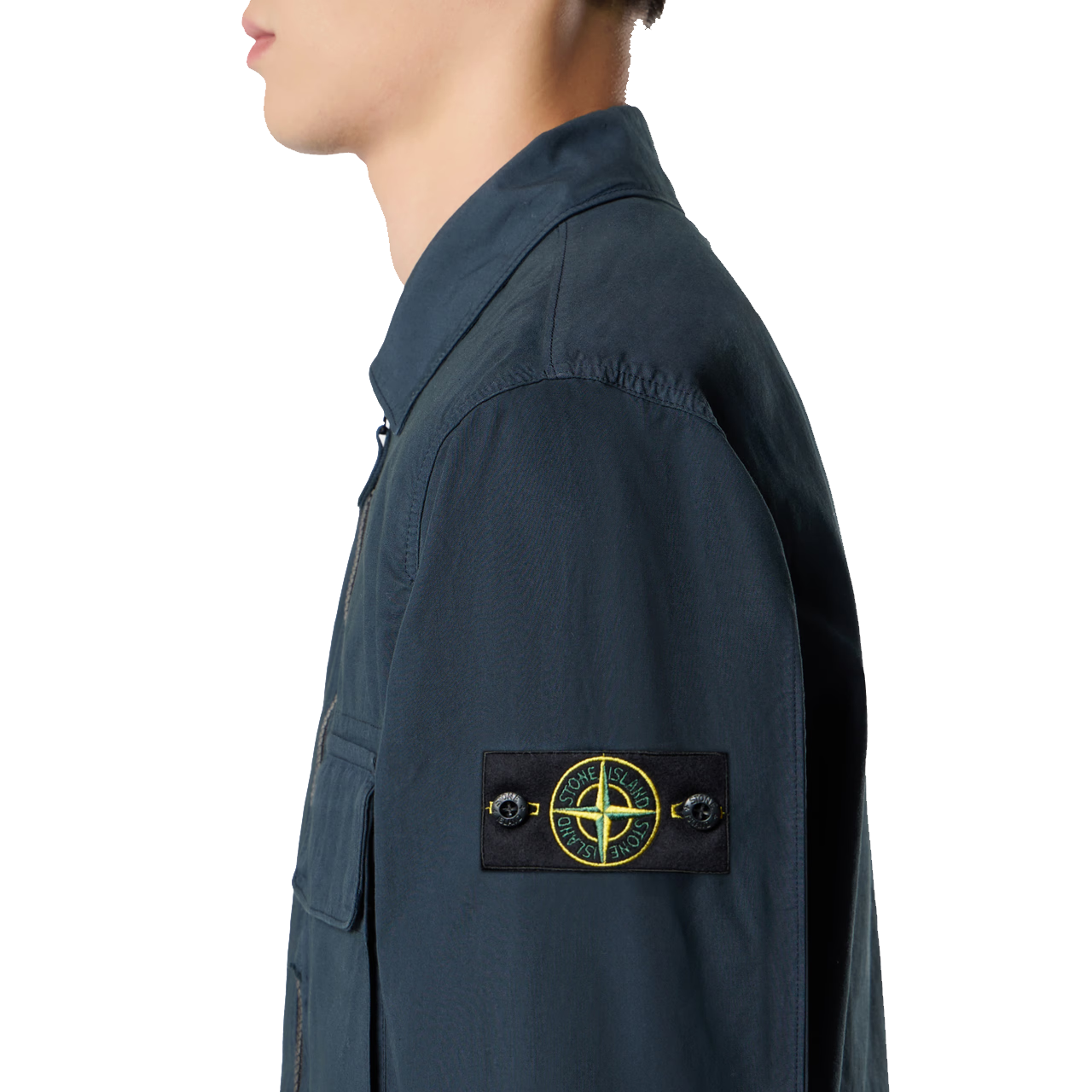 Surchemise Stone Island canvas bleu marine
