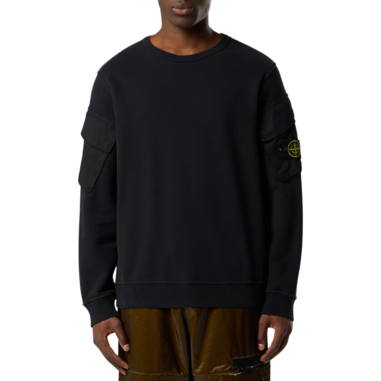 Sweat Stone Island coton bio brossé noir