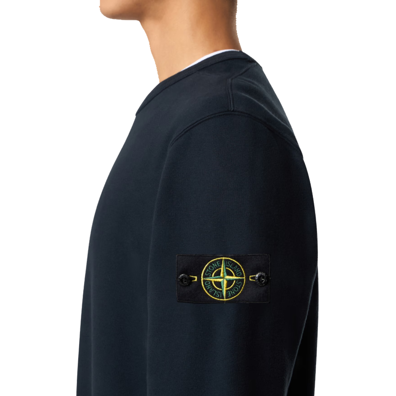 Sweat Stone Island insert côtelé bleu marine