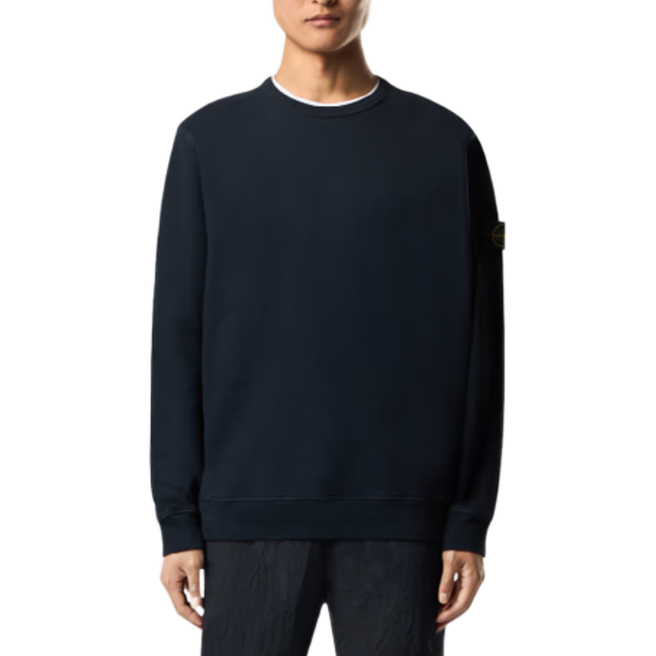 Sweat Stone Island insert côtelé bleu marine