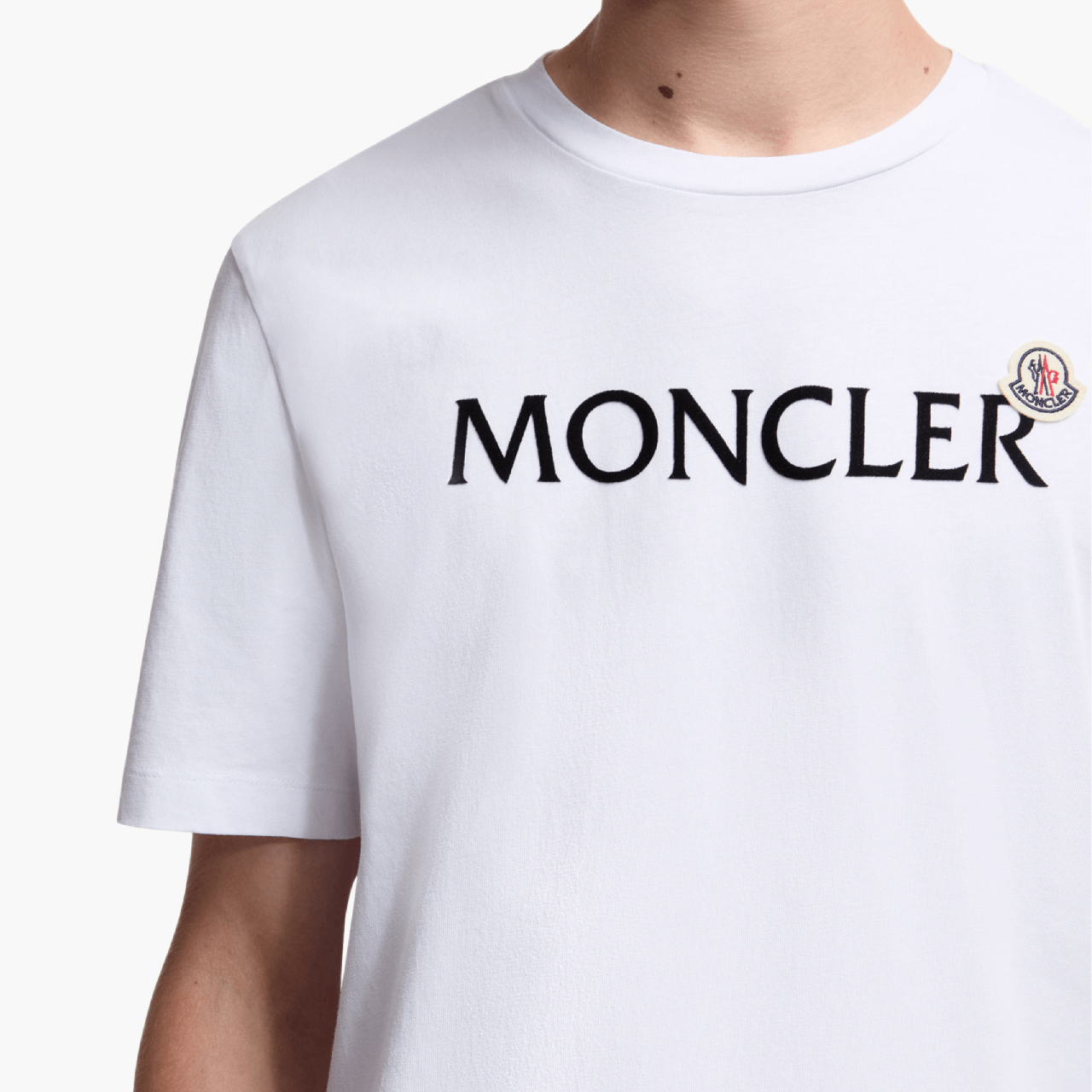 T-Shirt Moncler logo floqué blanc