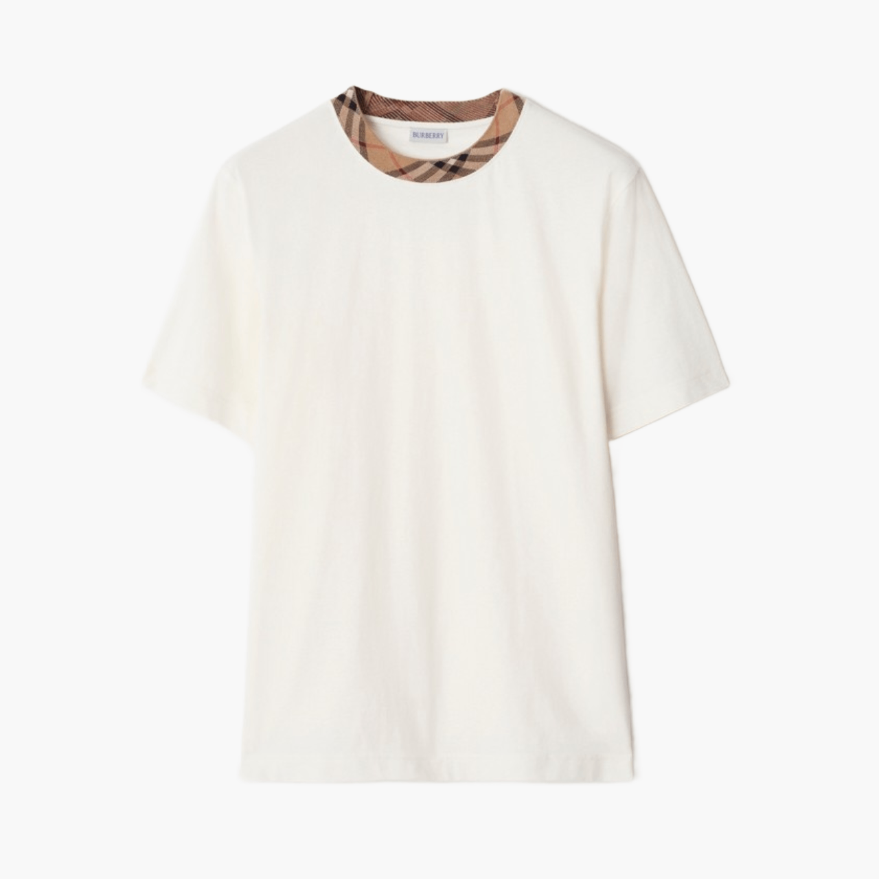 T-shirt Burberry Check Trim blanc