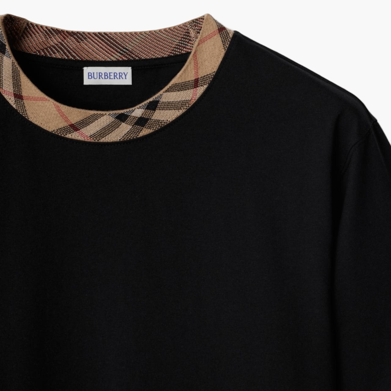 T-shirt Burberry Check Trim noir
