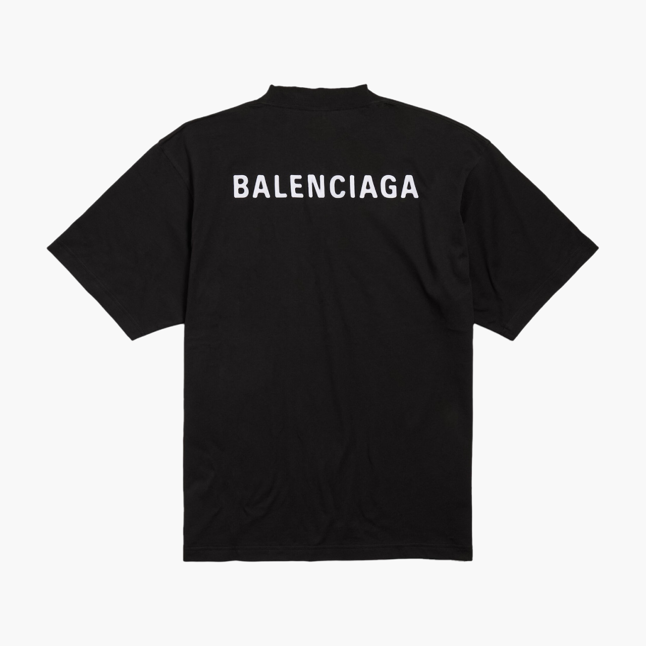 Vue de dos du t-shirt Balenciaga New Back Fit noir, coupe medium, imprimé arrière Balenciaga, photo produit Lesthete Concept Store.