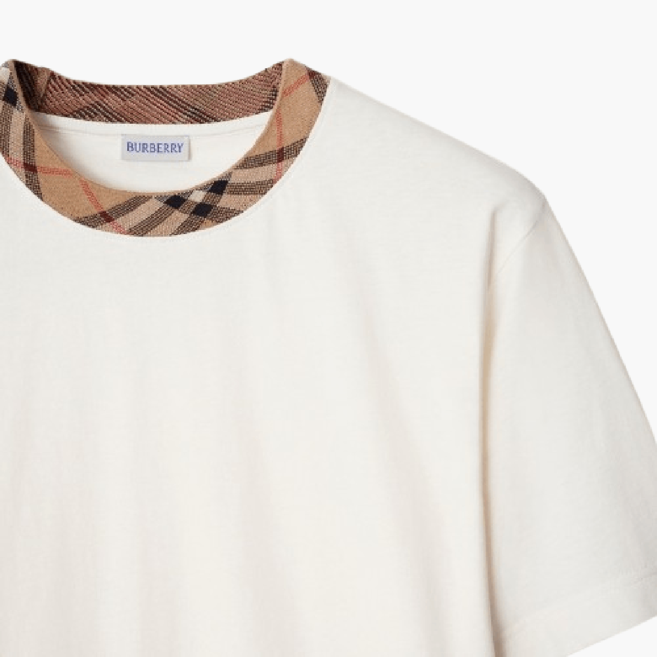 T-shirt Burberry Check Trim blanc