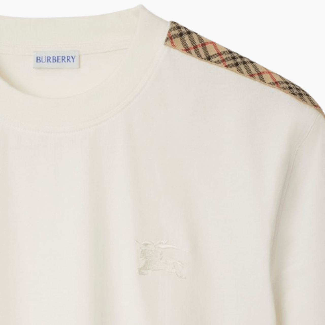 T-shirt coton bandes Check Blanc