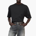 T-shirt oversize label satin — Noir