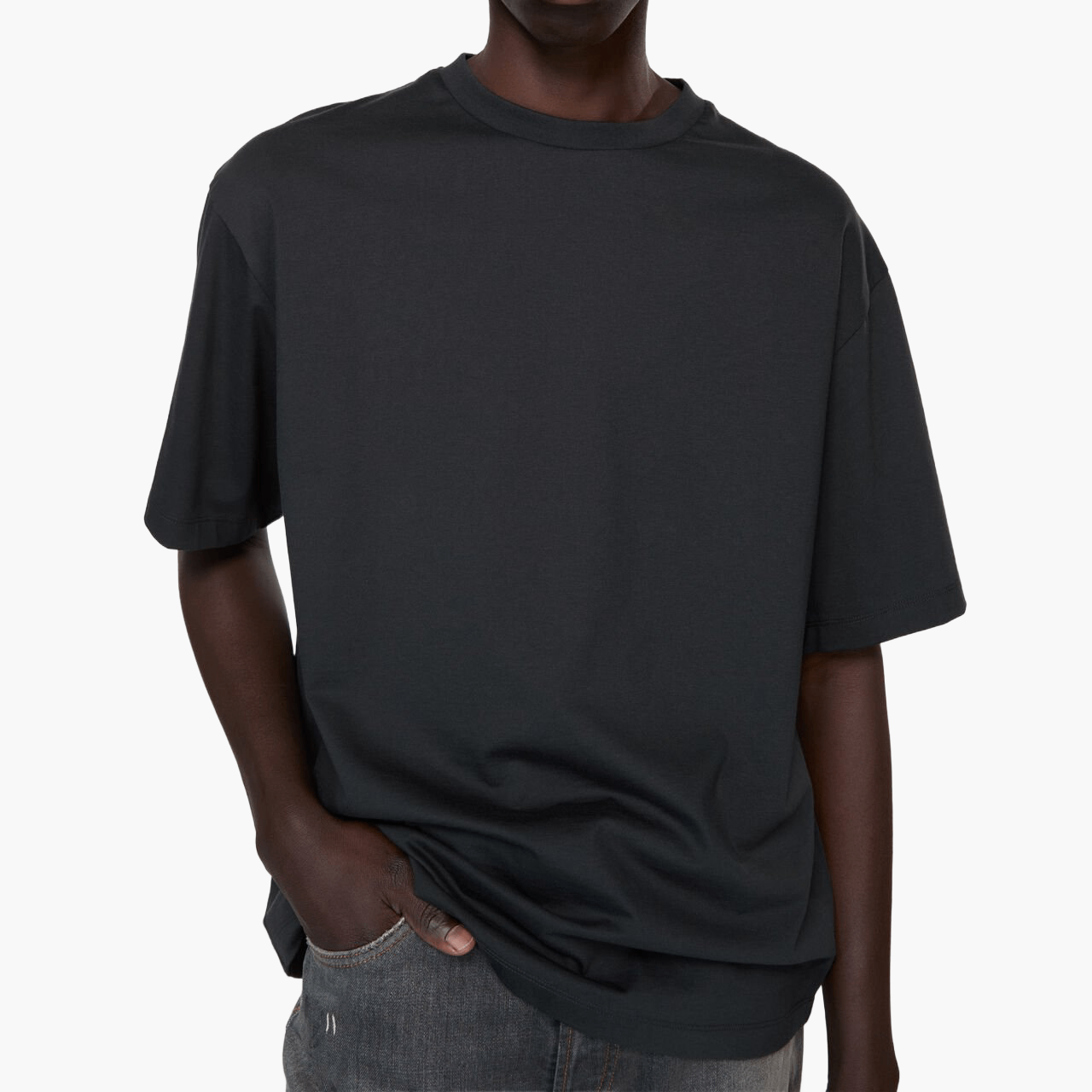 T-shirt oversize label satin — Noir