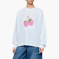 Raspberry print long-sleeved T-shirt