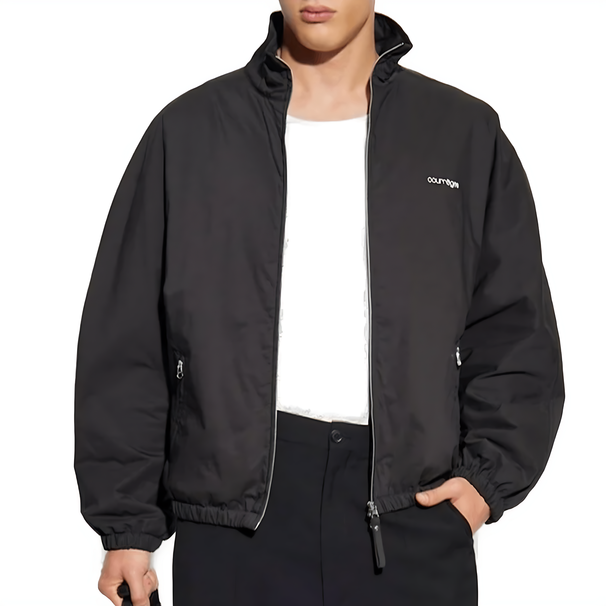 Courrèges embroidered black zip jacket | Lesthete