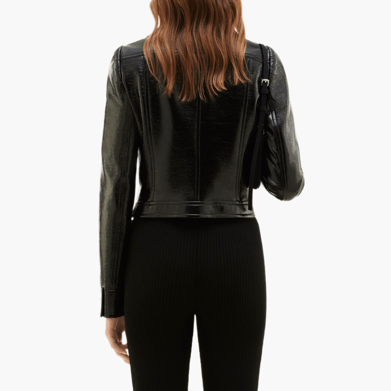 Reissue vinyl stand-up collar jacket — Black