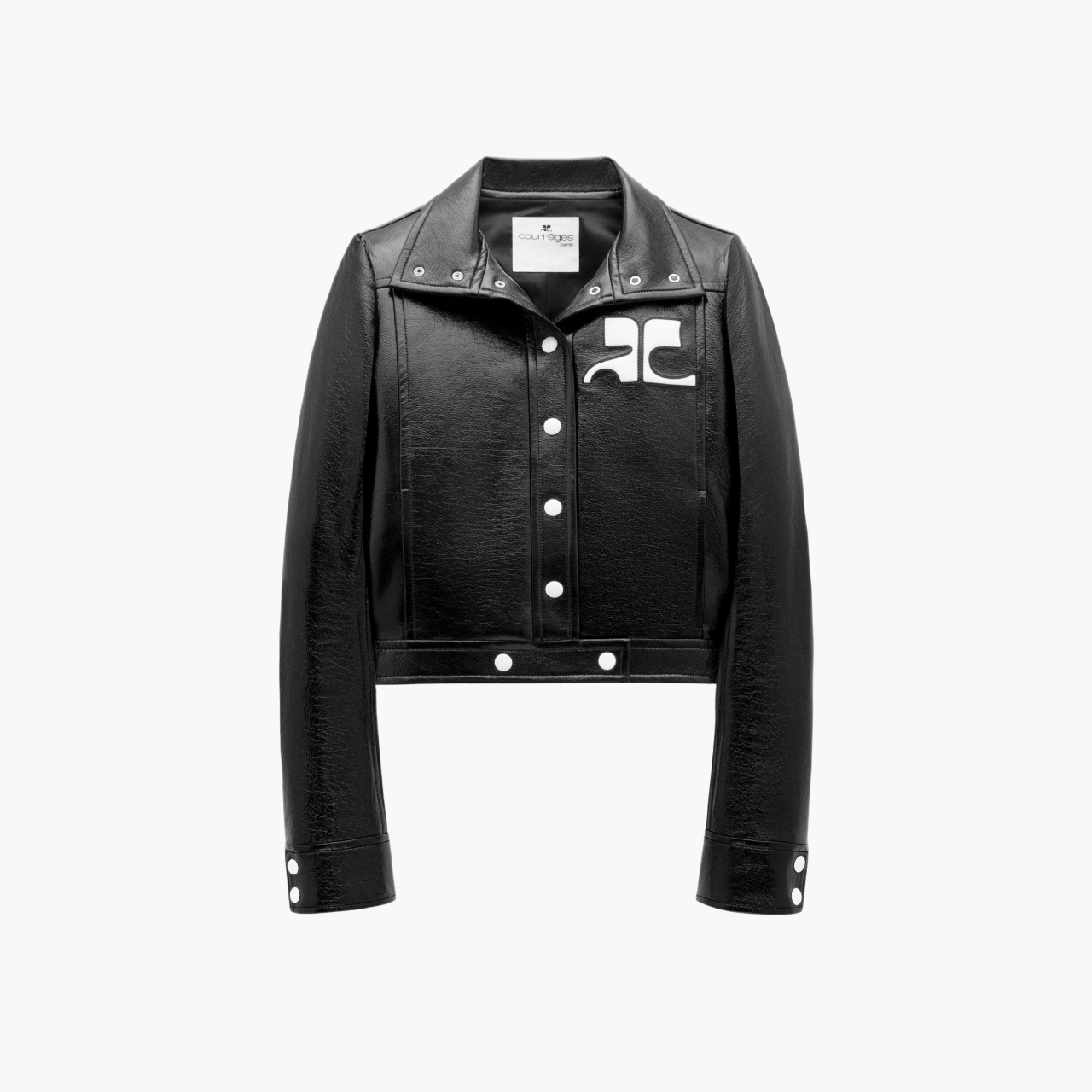 Reissue vinyl stand-up collar jacket — Black
