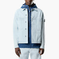 Ultra-bleached denim coach jacket