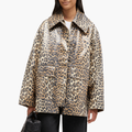 豹纹印花层压棉夹克