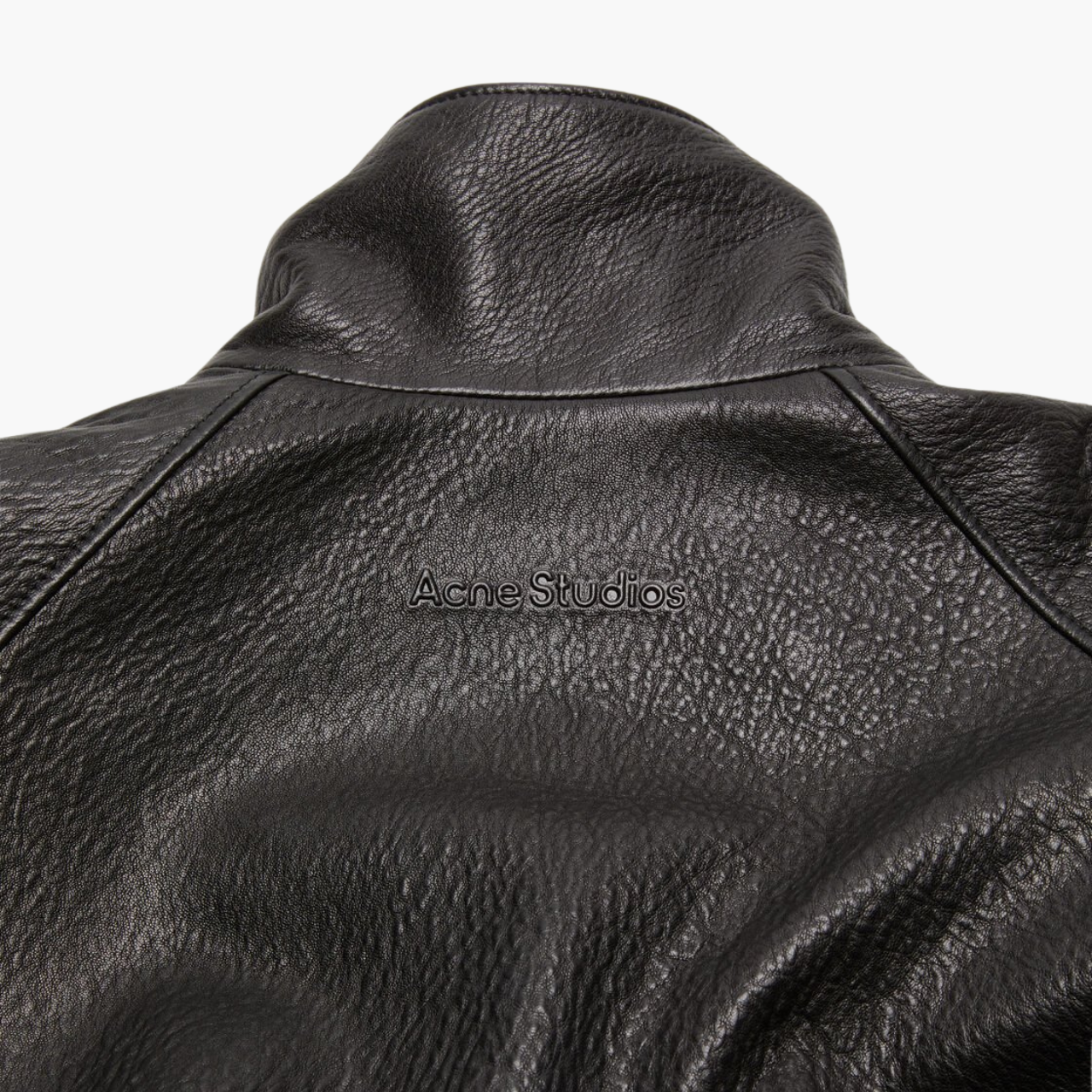 Veste cuir d’agneau col montant