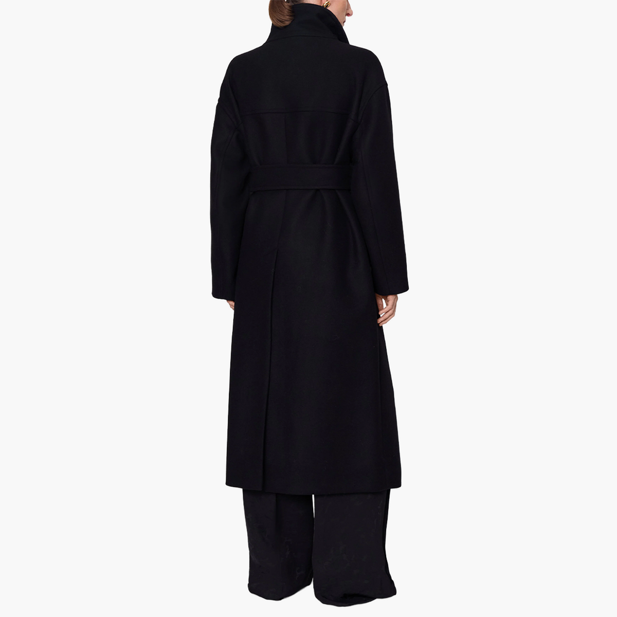 Manteau Fiore Laine Mélangée Black