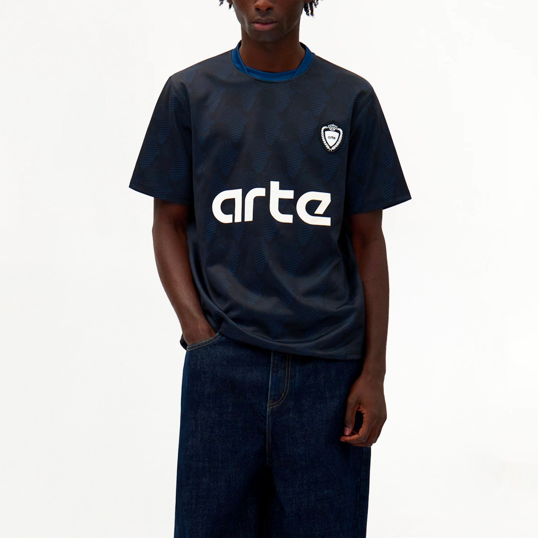 T-shirt Arte Africa Print Marine/Blanc