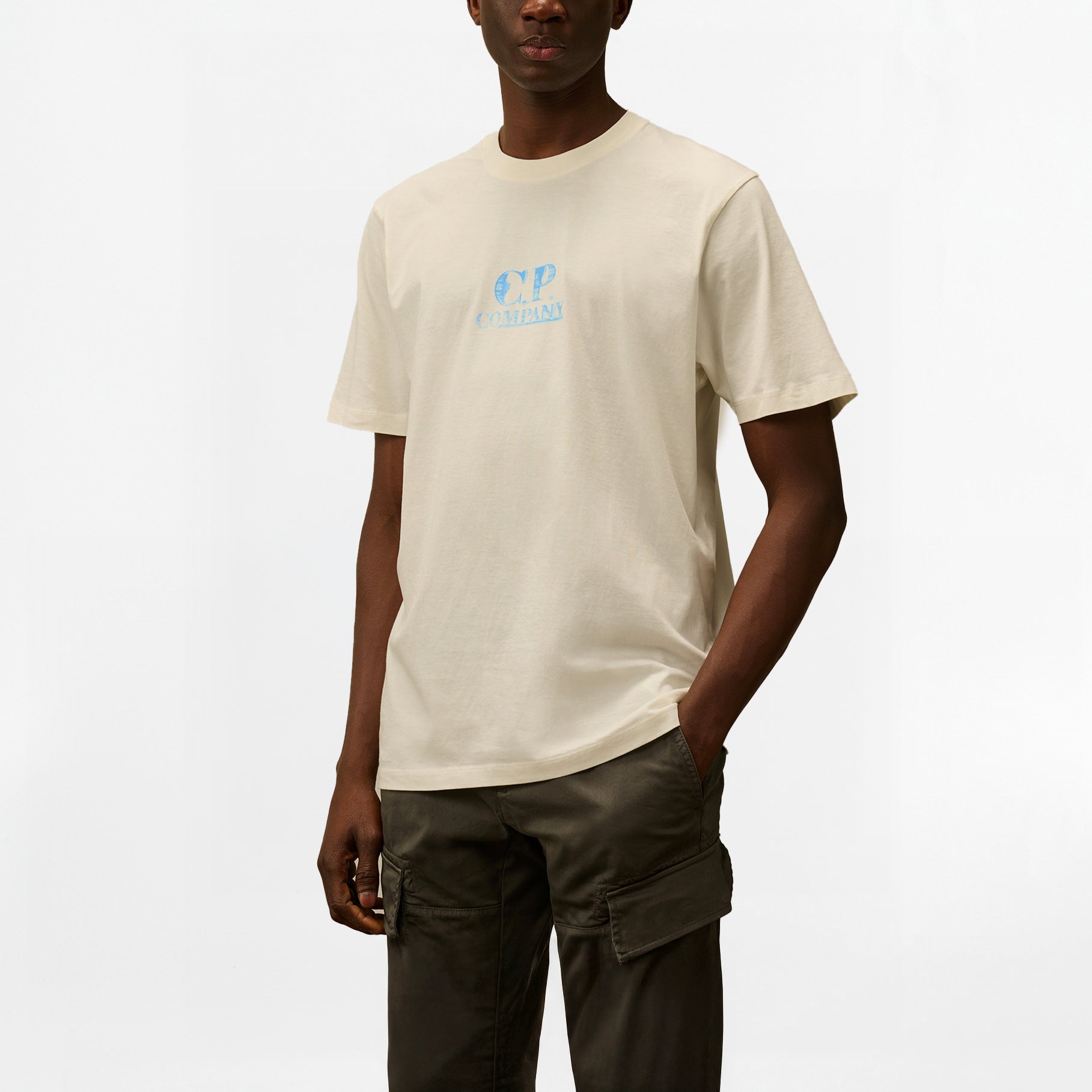 T-shirt C.P. Company 30/1 Logo Double Print Gauze White