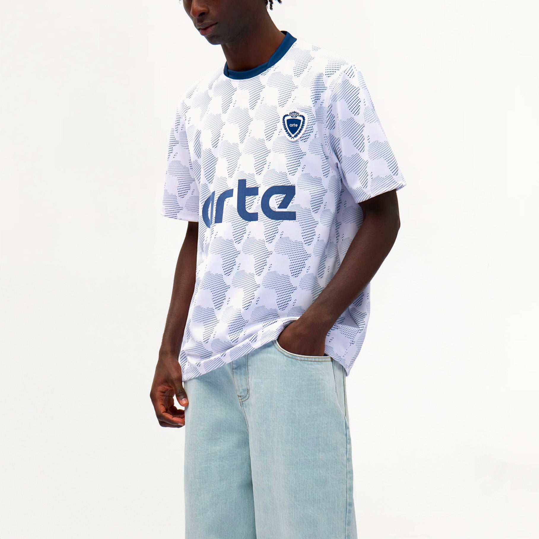 T-shirt Arte Africa Print Blanc/Bleu Marine