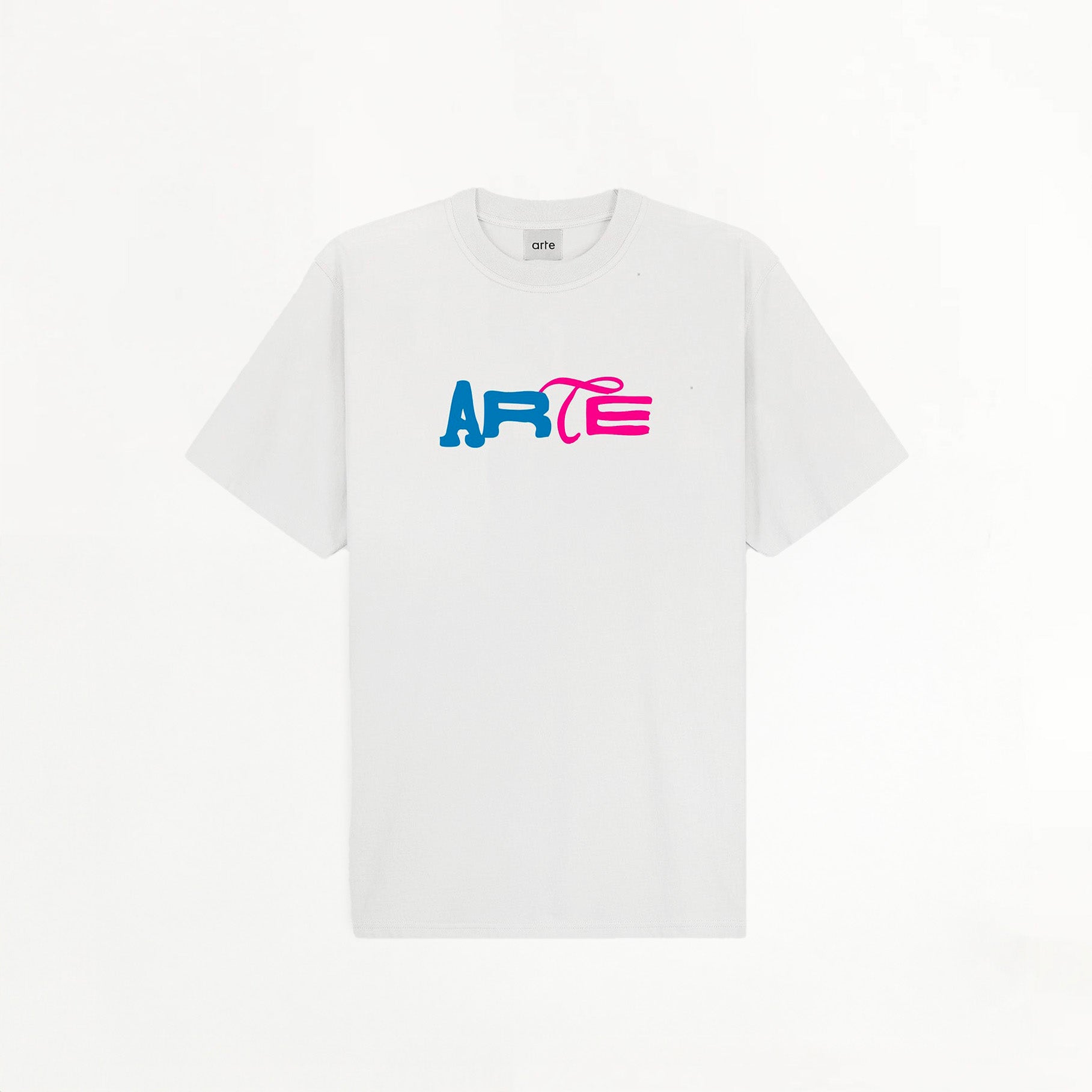 T-shirt Arte 2-Colors Print Blanc/Bleu-Rose