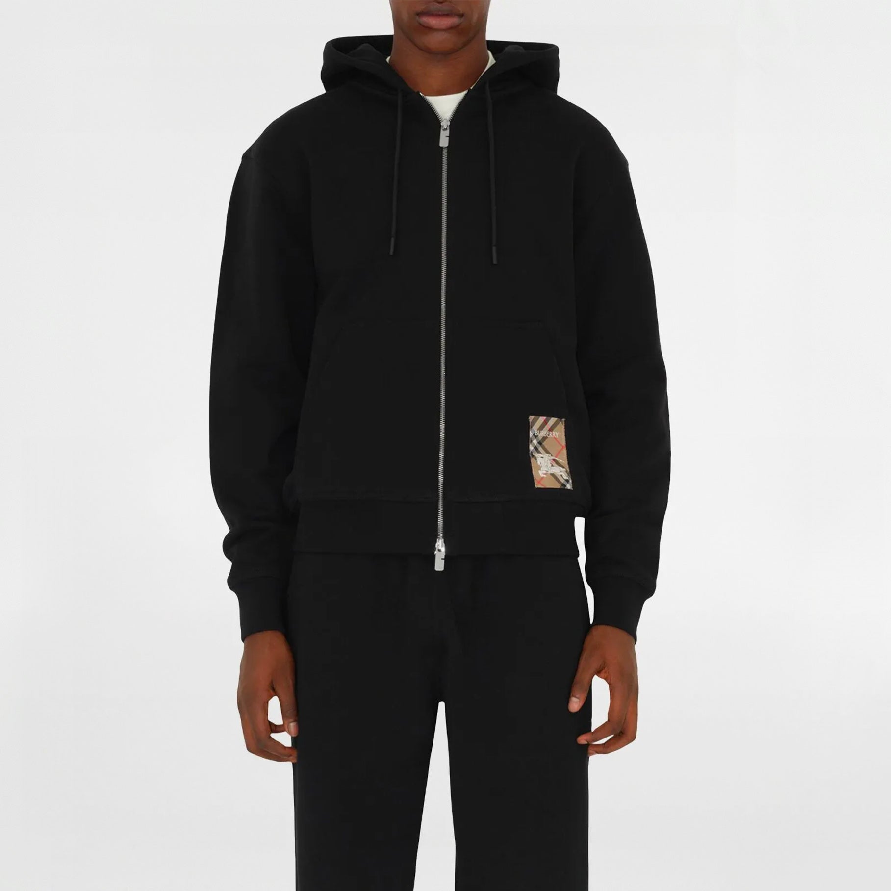Sweat à Capuche Zippé Burberry Check Hoodie Noir