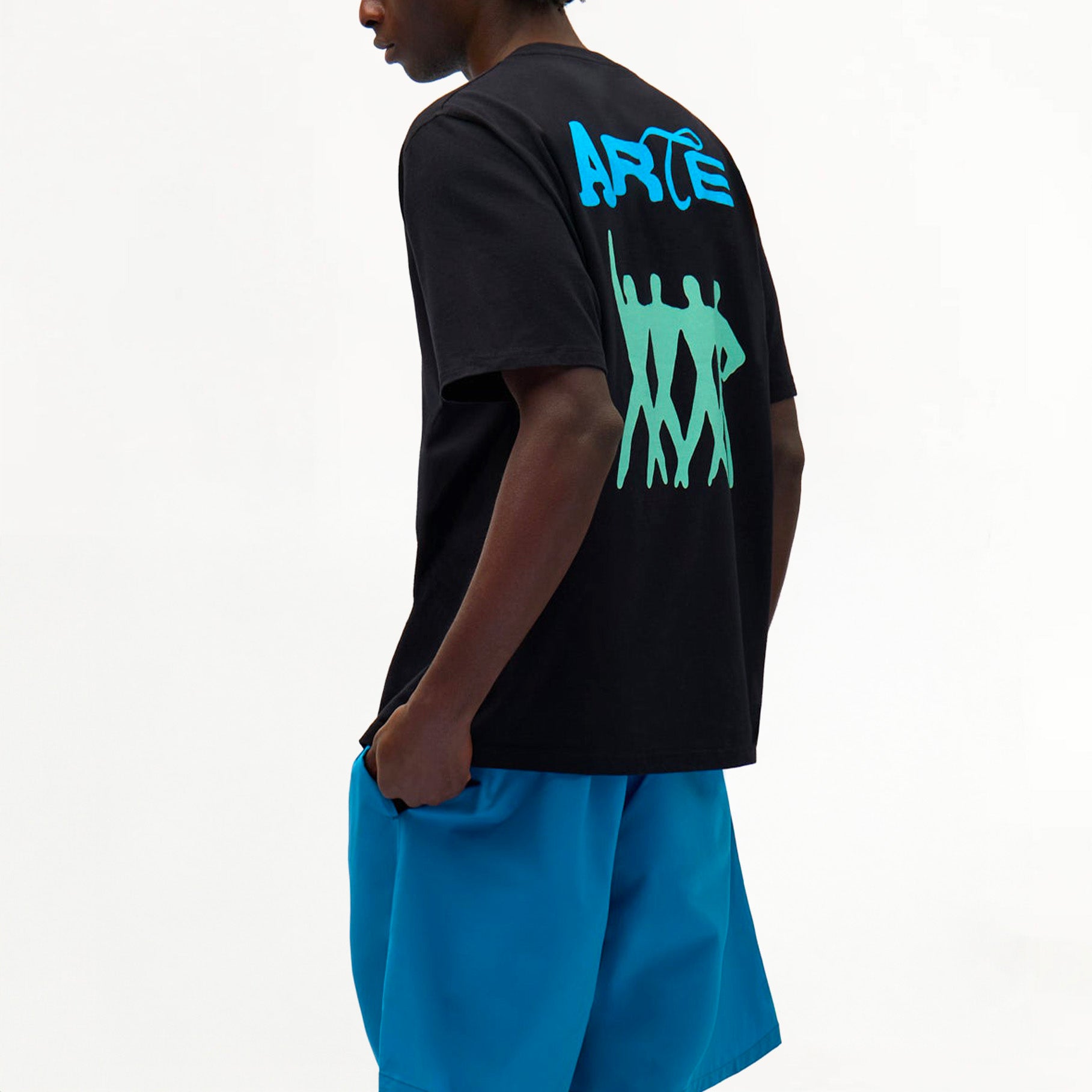 T-shirt Arte Back Logo People Noir/Bleu-Vert