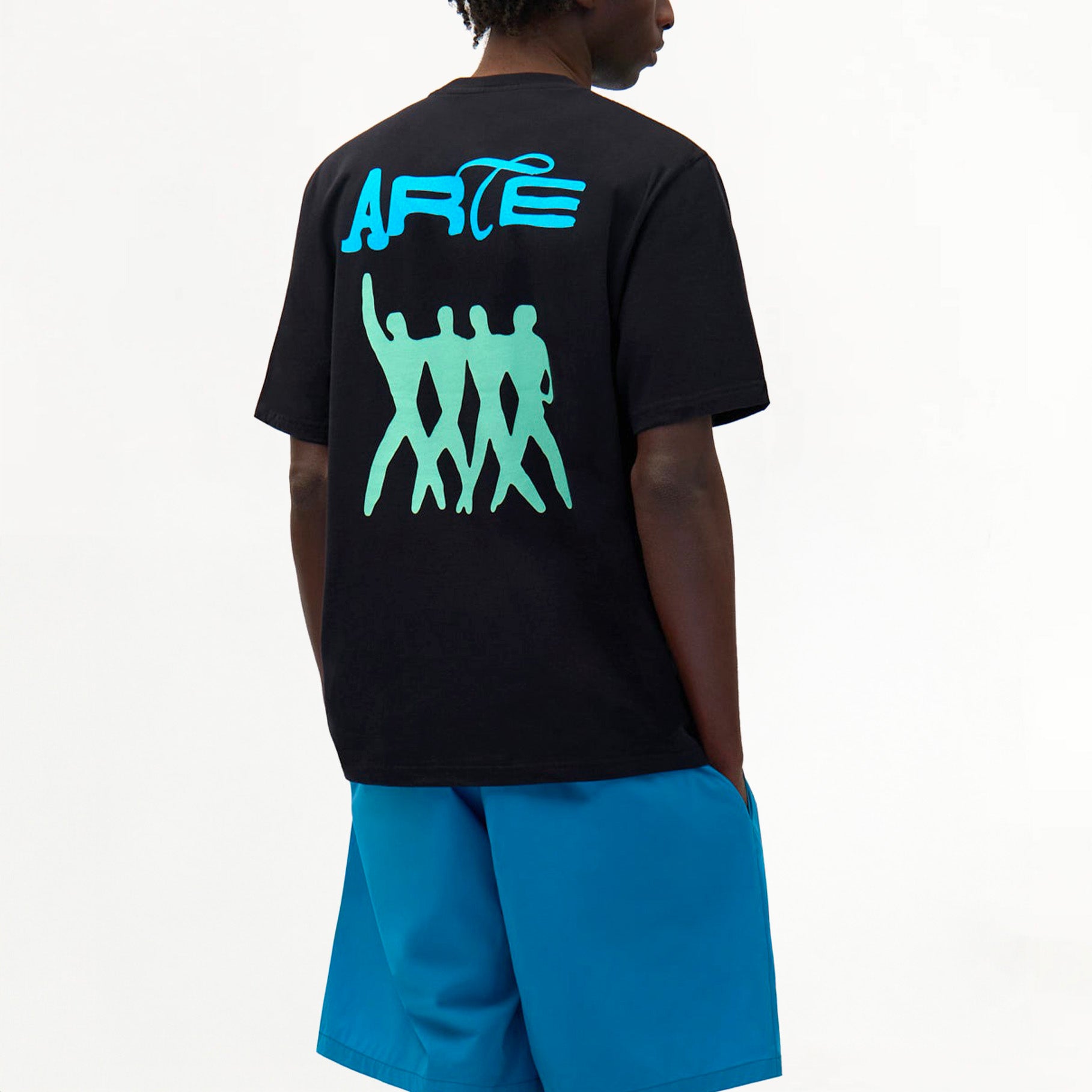 T-shirt Arte Back Logo People Noir/Bleu-Vert