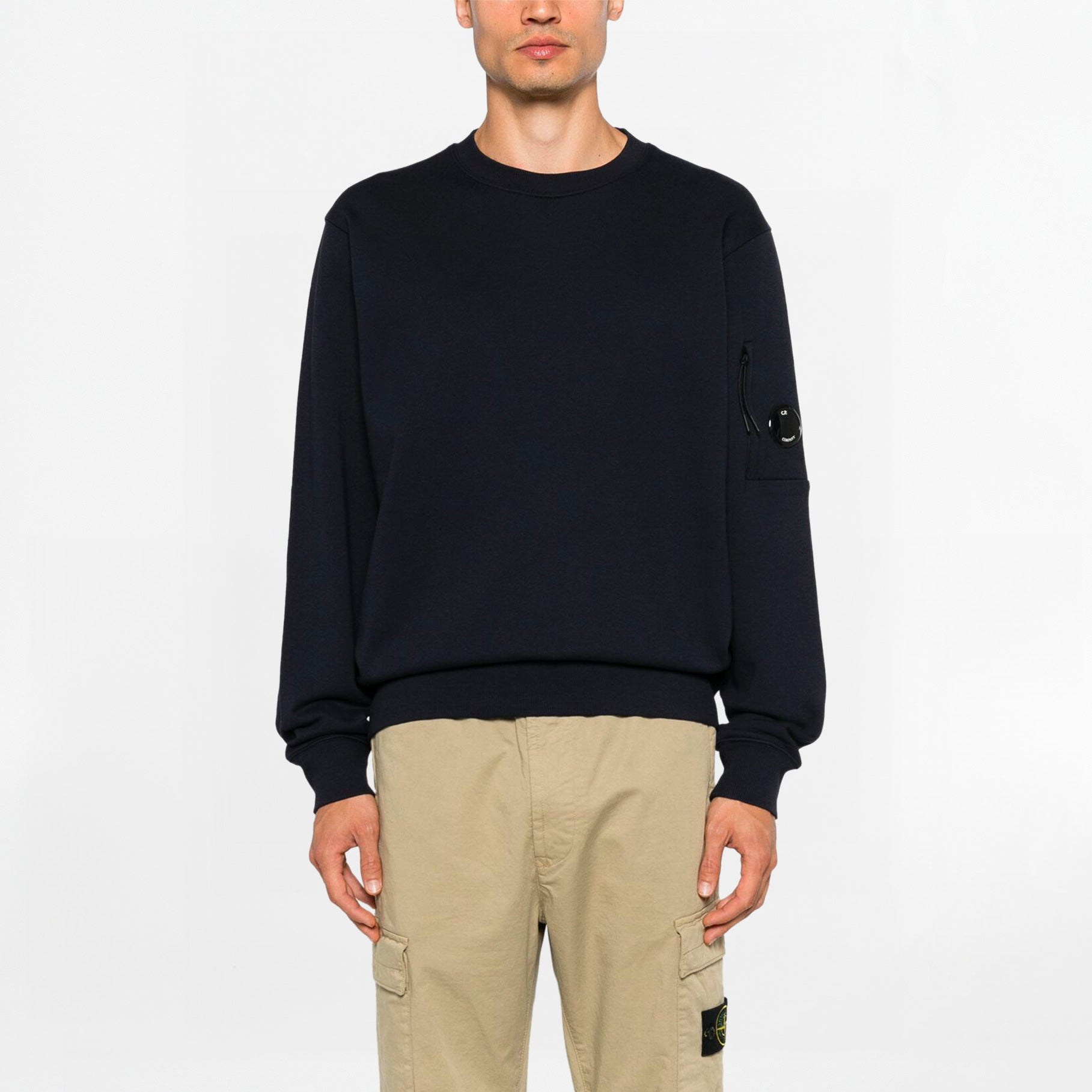 Sweat C.P Company Diagonal Raised Fleece Lens Total Eclipse