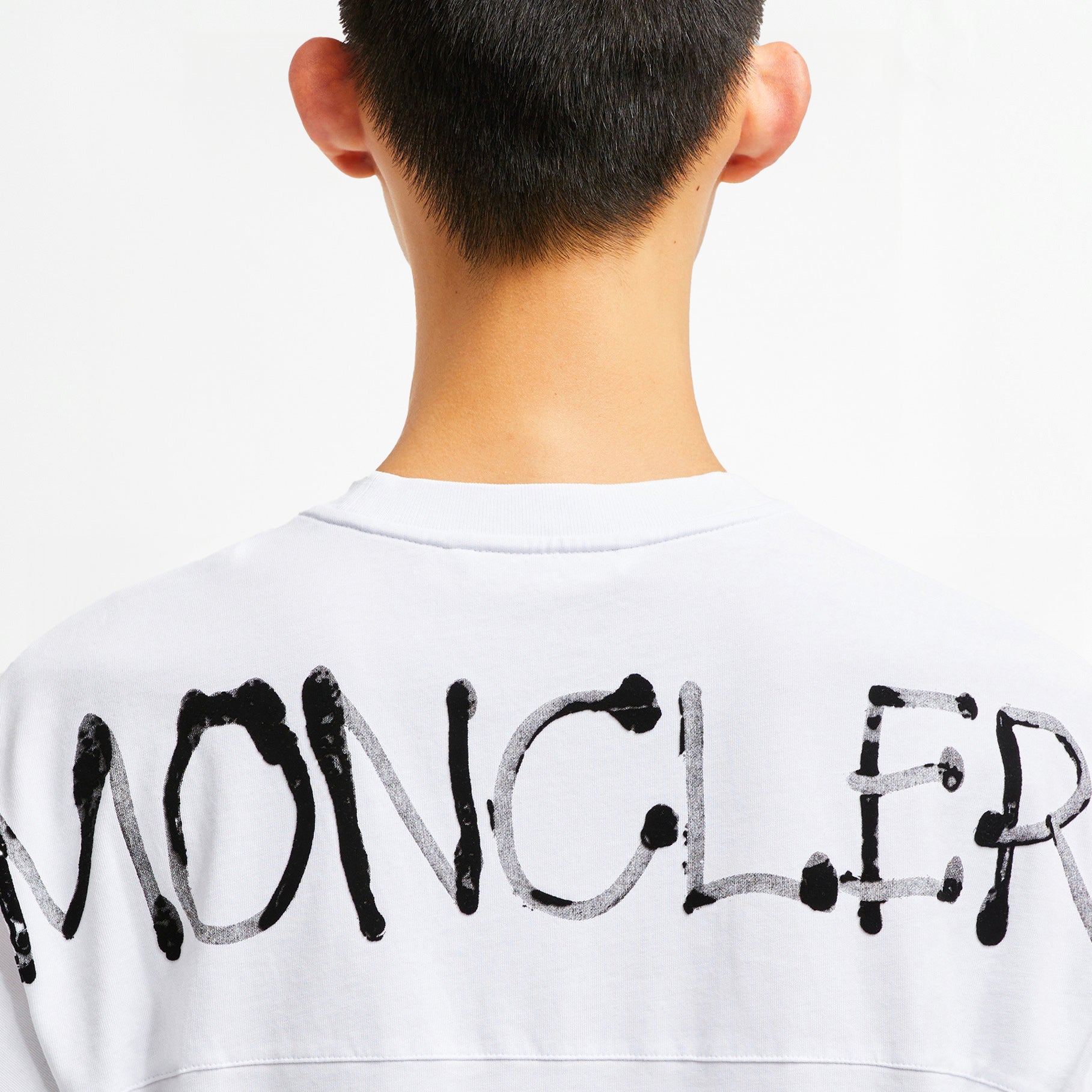 T-shirt Moncler Graffiti Logo Blanc