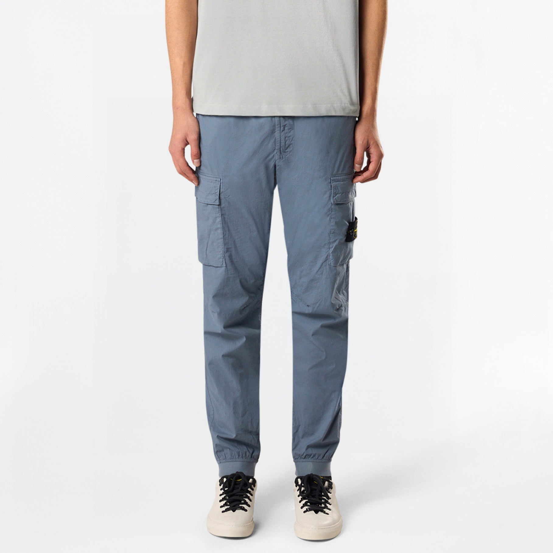 Pantalon Cargo Stone Island Stretch Cotton Tela Paracadute 3100031 Bleu Avio