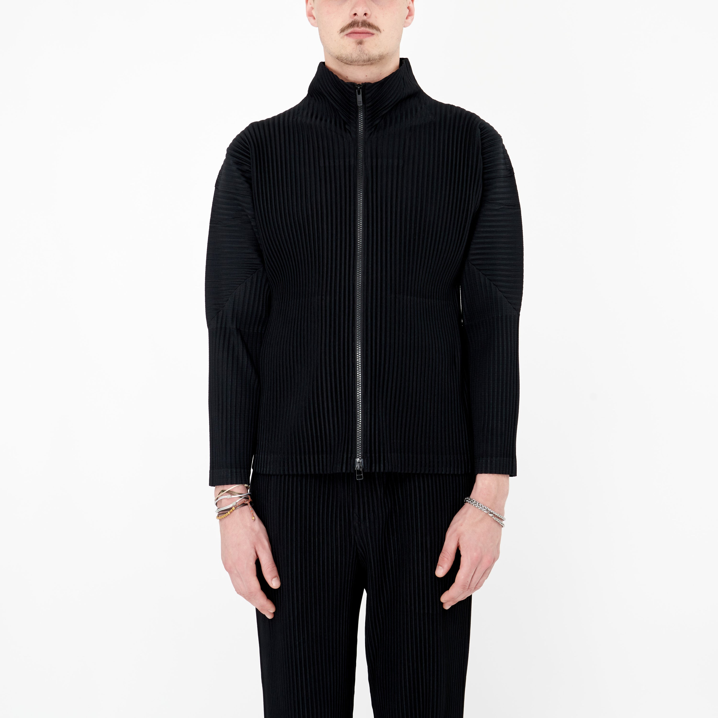 Cardigan zip Homme Plissé noir
