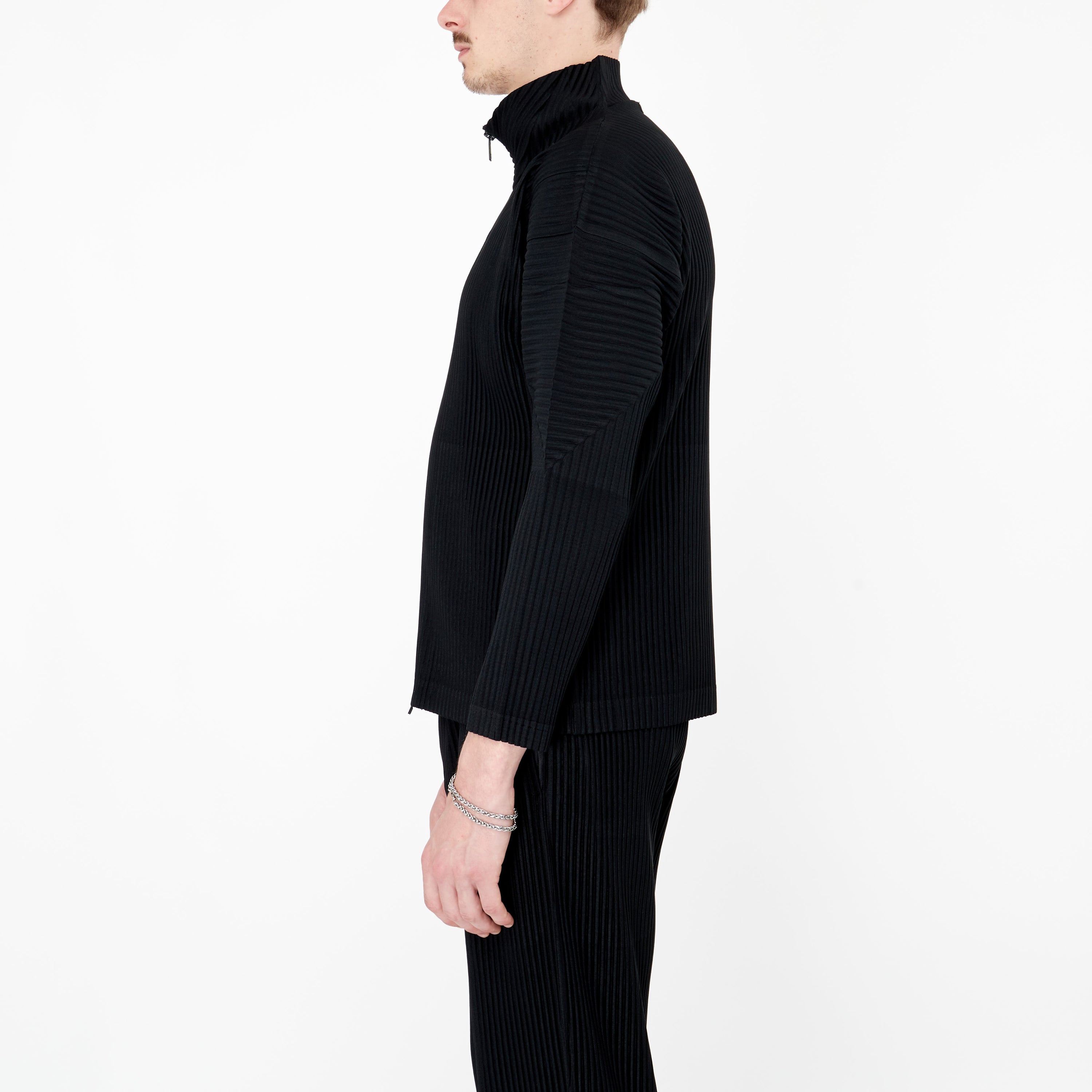 Cardigan zip Homme Plissé noir