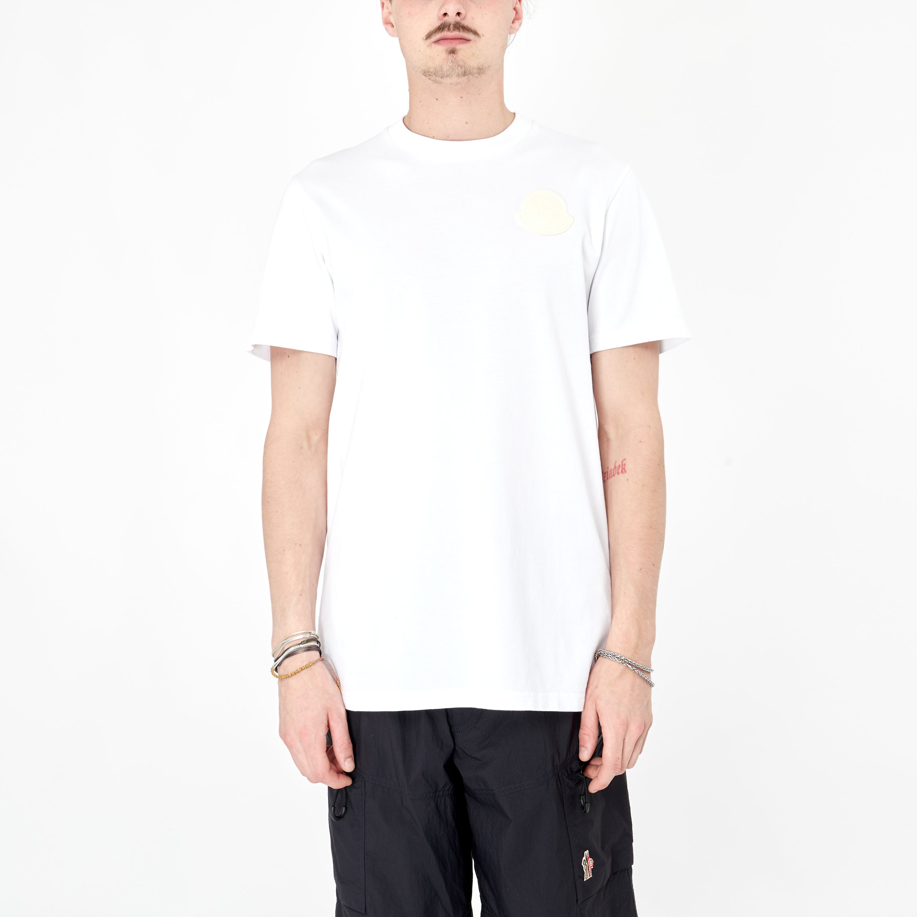 T-shirt Moncler Macaron Logo Blanc