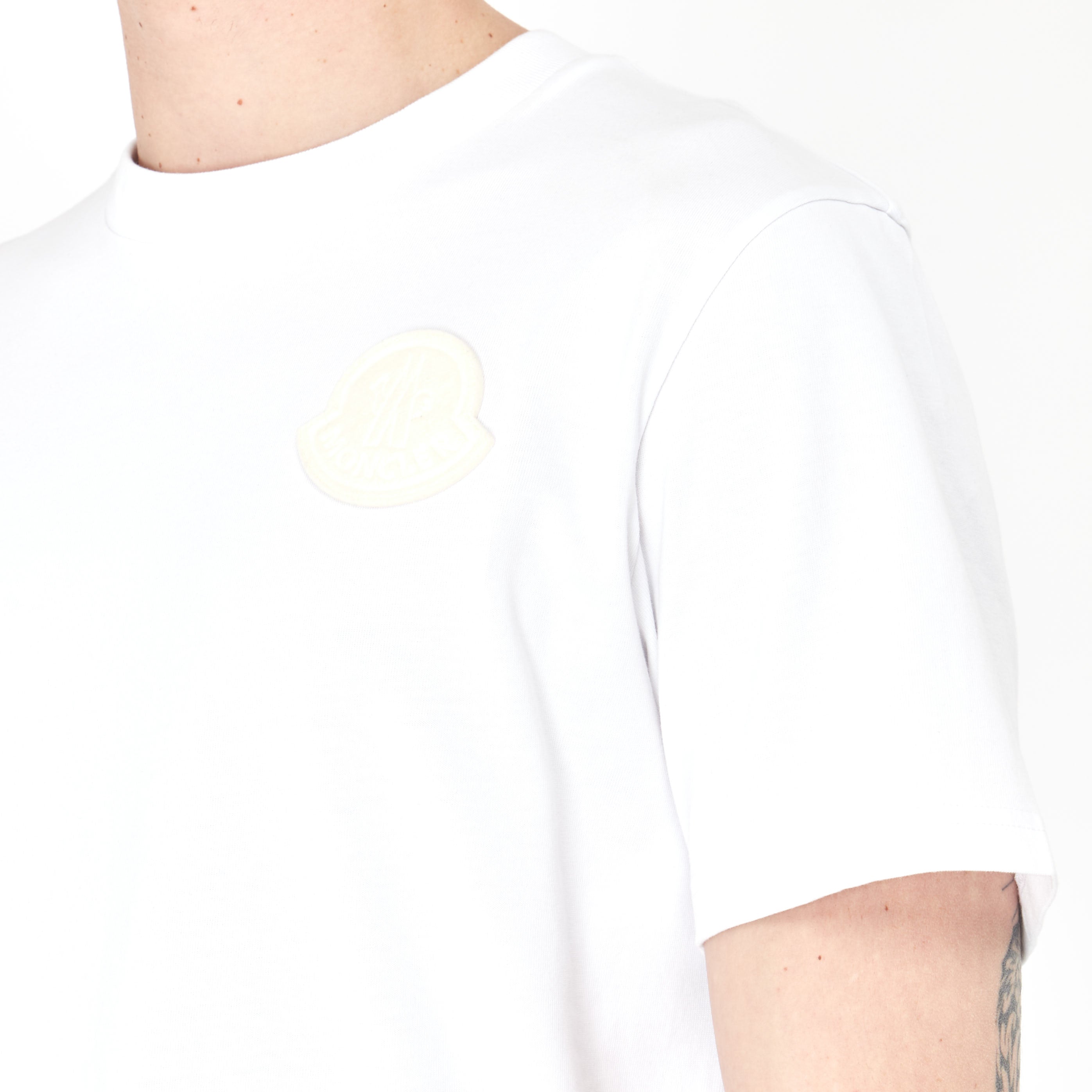 T-shirt Moncler Macaron Logo Blanc