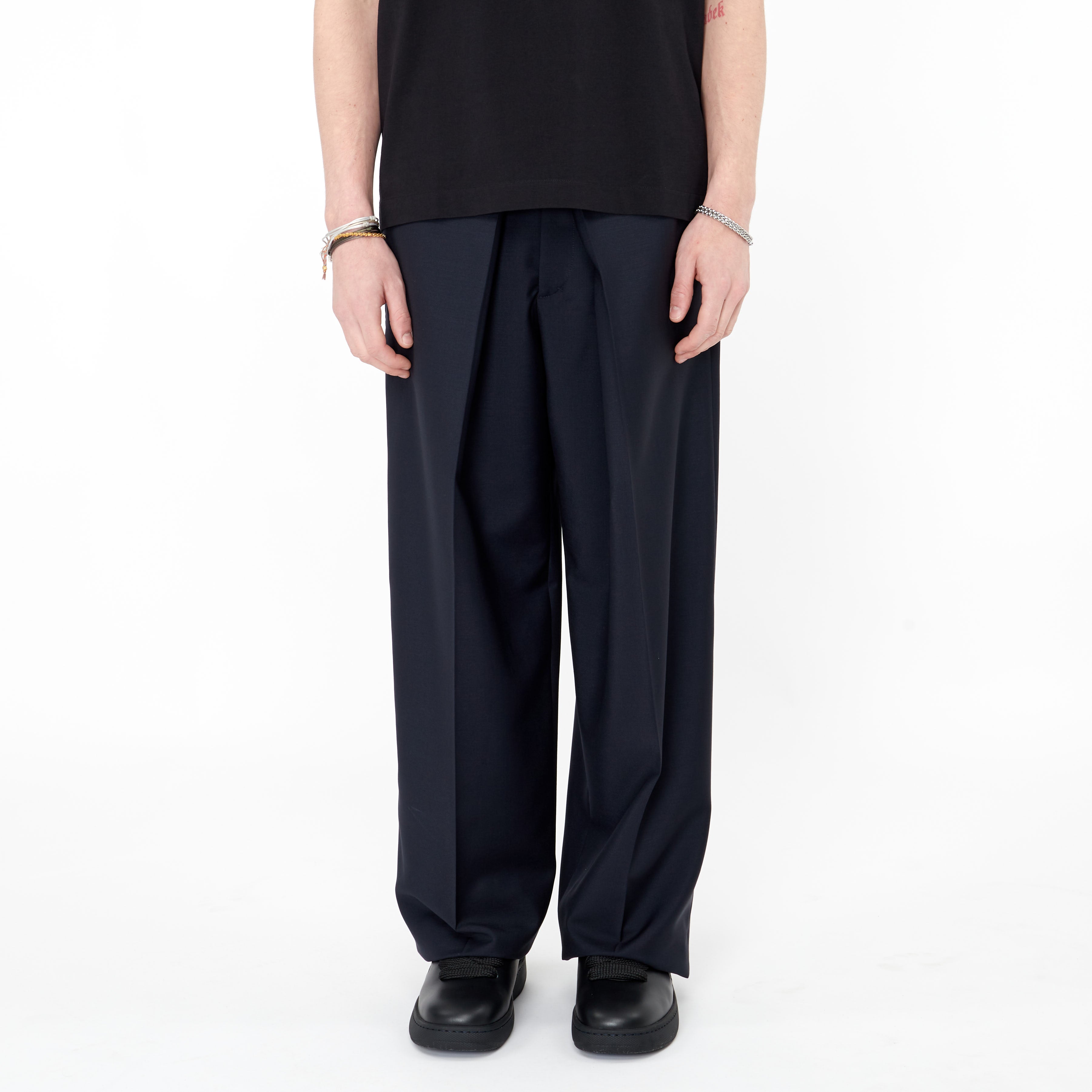 Pantalon Givenchy Extra Large en Laine et Mohaire Bleu