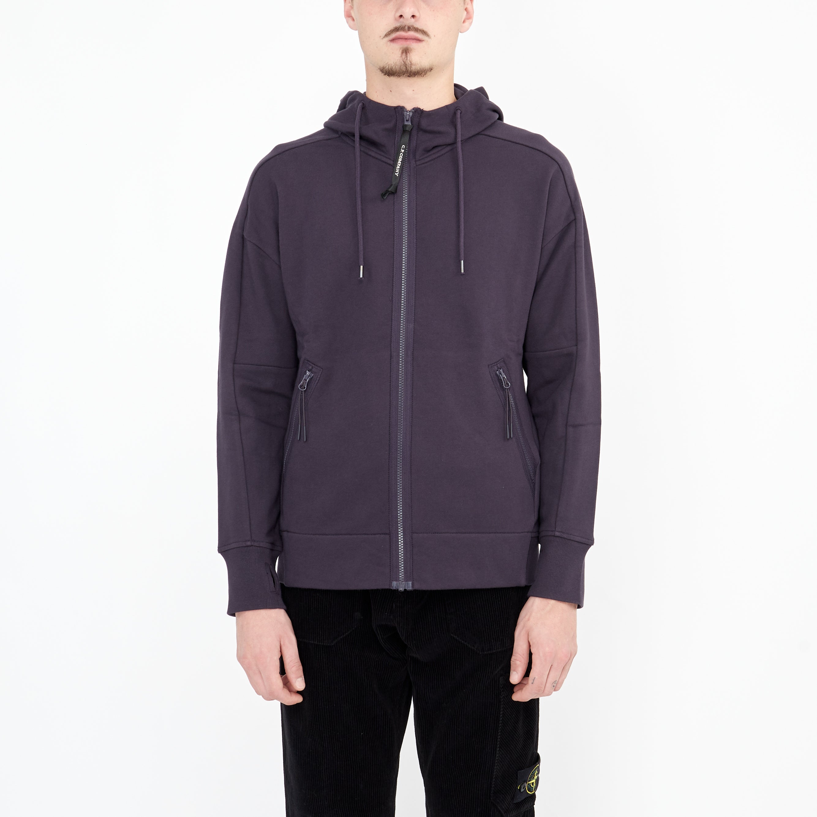 Sweatshirt Zip Cp Company Diagonal Goggle Capuche Nightshade