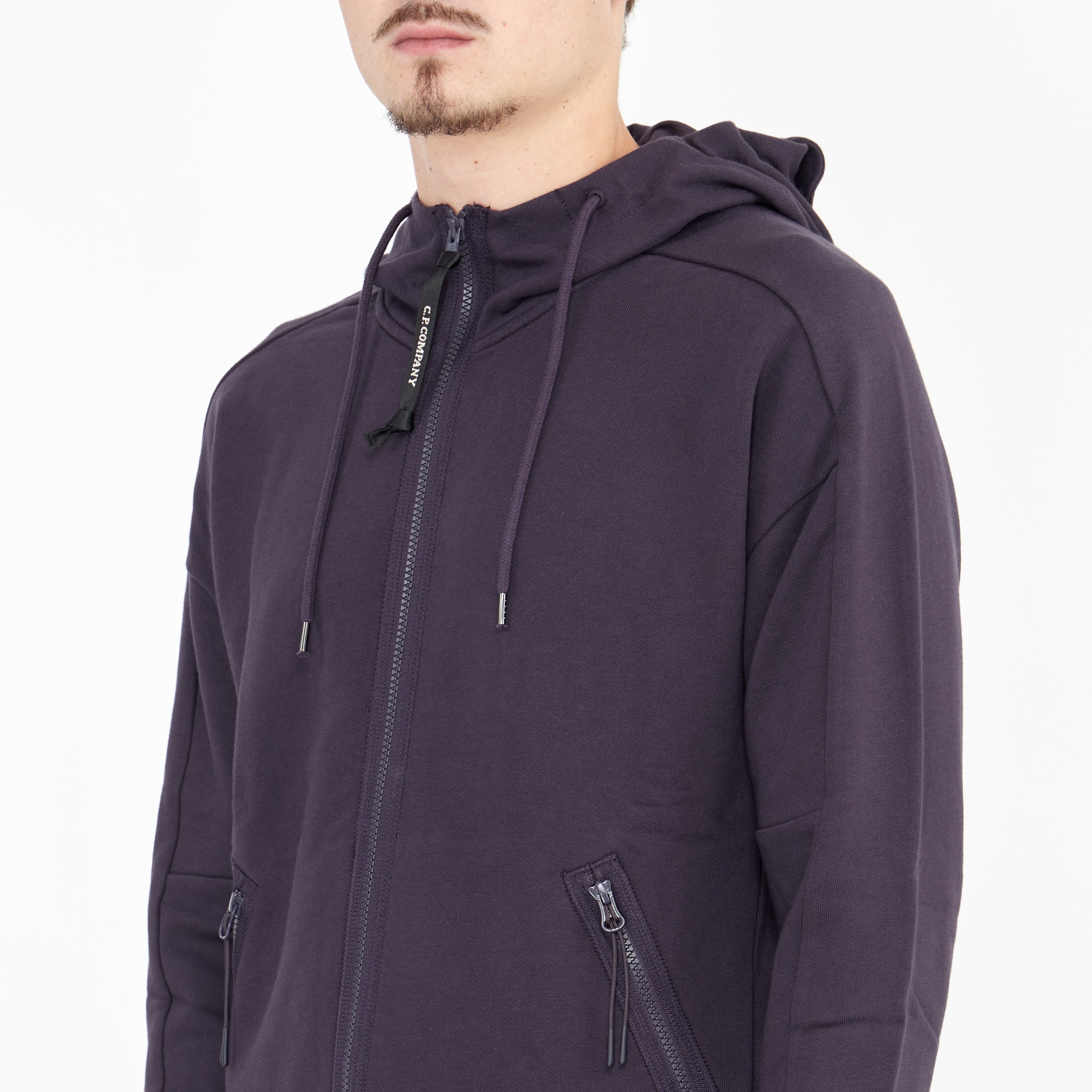 Sweatshirt Zip Cp Company Diagonal Goggle Capuche Nightshade