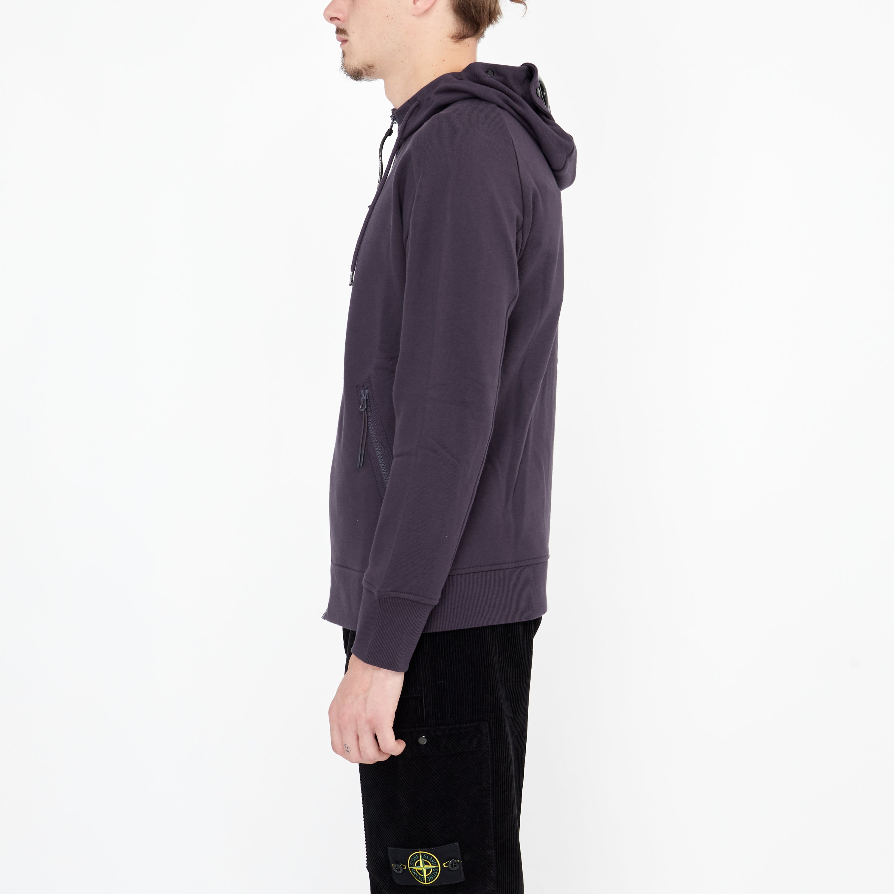 Sweatshirt Zip Cp Company Diagonal Goggle Capuche Nightshade