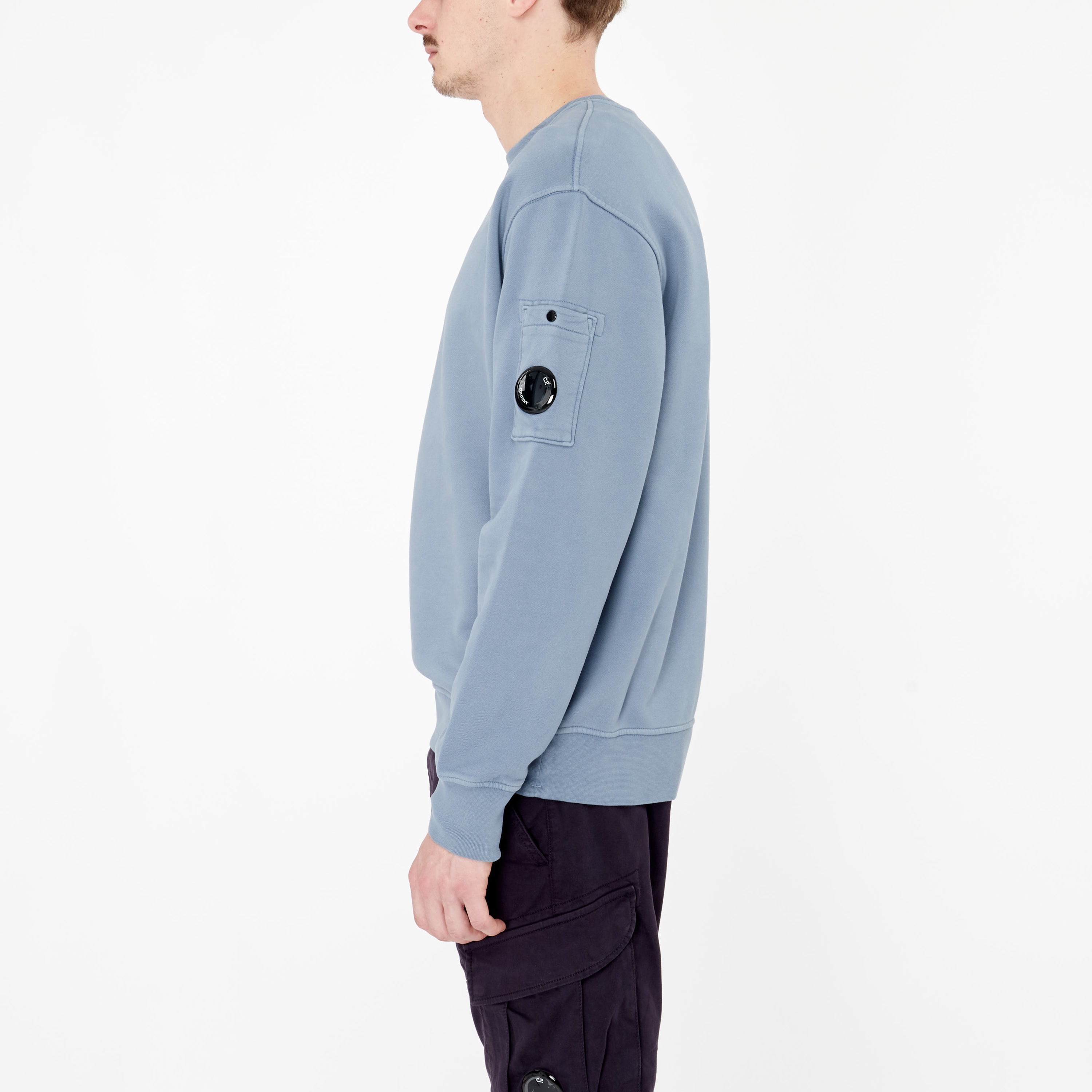 Sweatshirt Cp Company Diagonal Fleece Lens Flint Stone