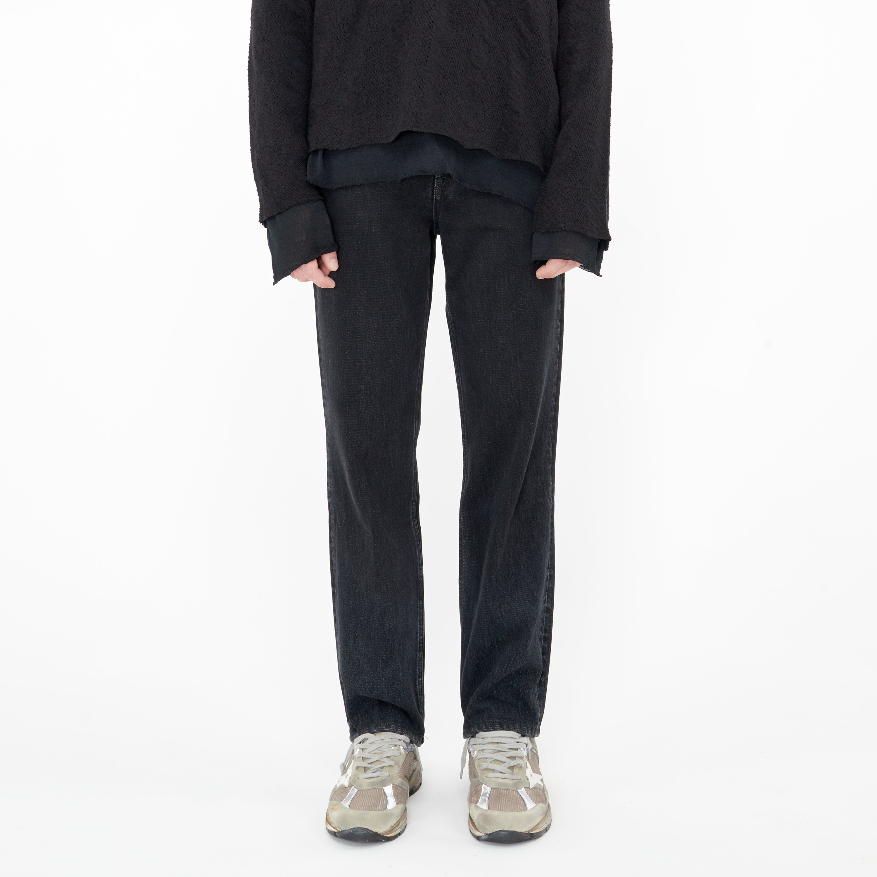 Jeans Lanvin Détails Cuir Noir